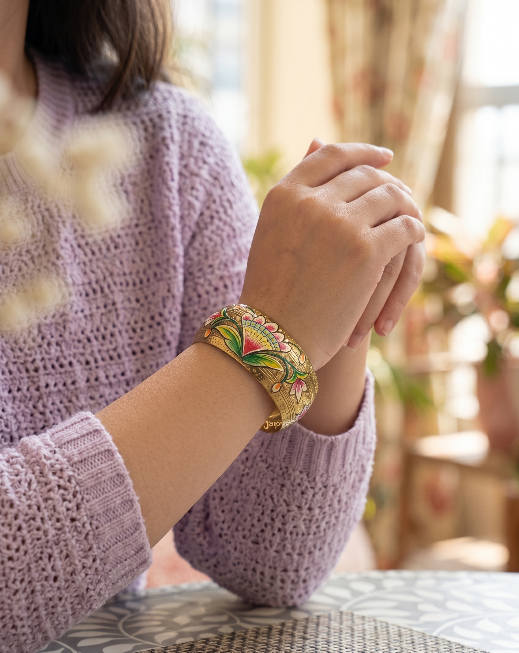 Saira Handpainted Golden Cuff