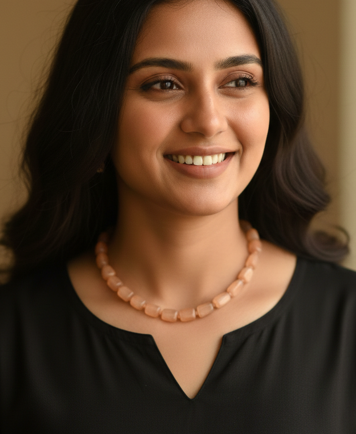 Brown Stone Single Layered Beaded Long Mala