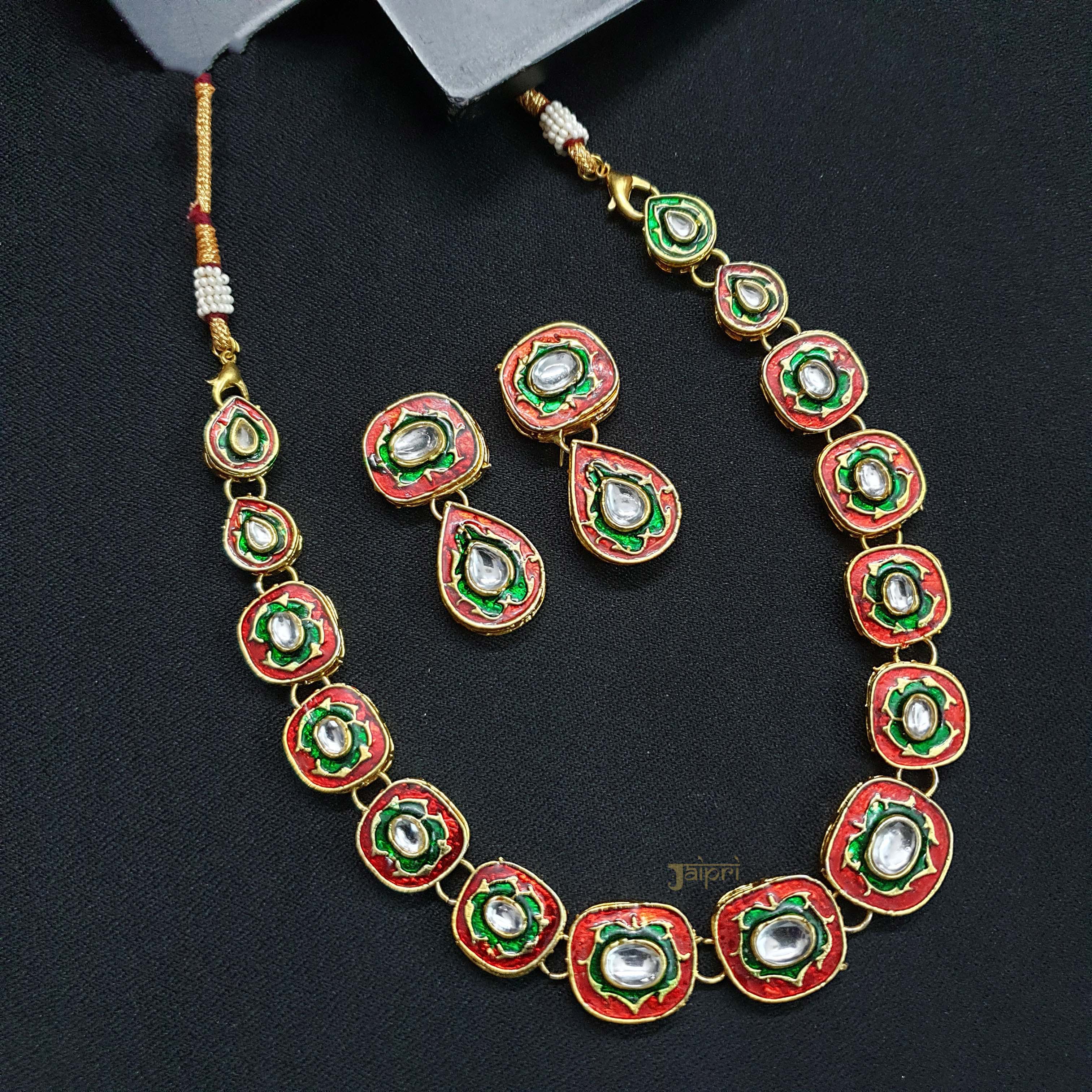 Delicate Meenakari Necklace With Earrings