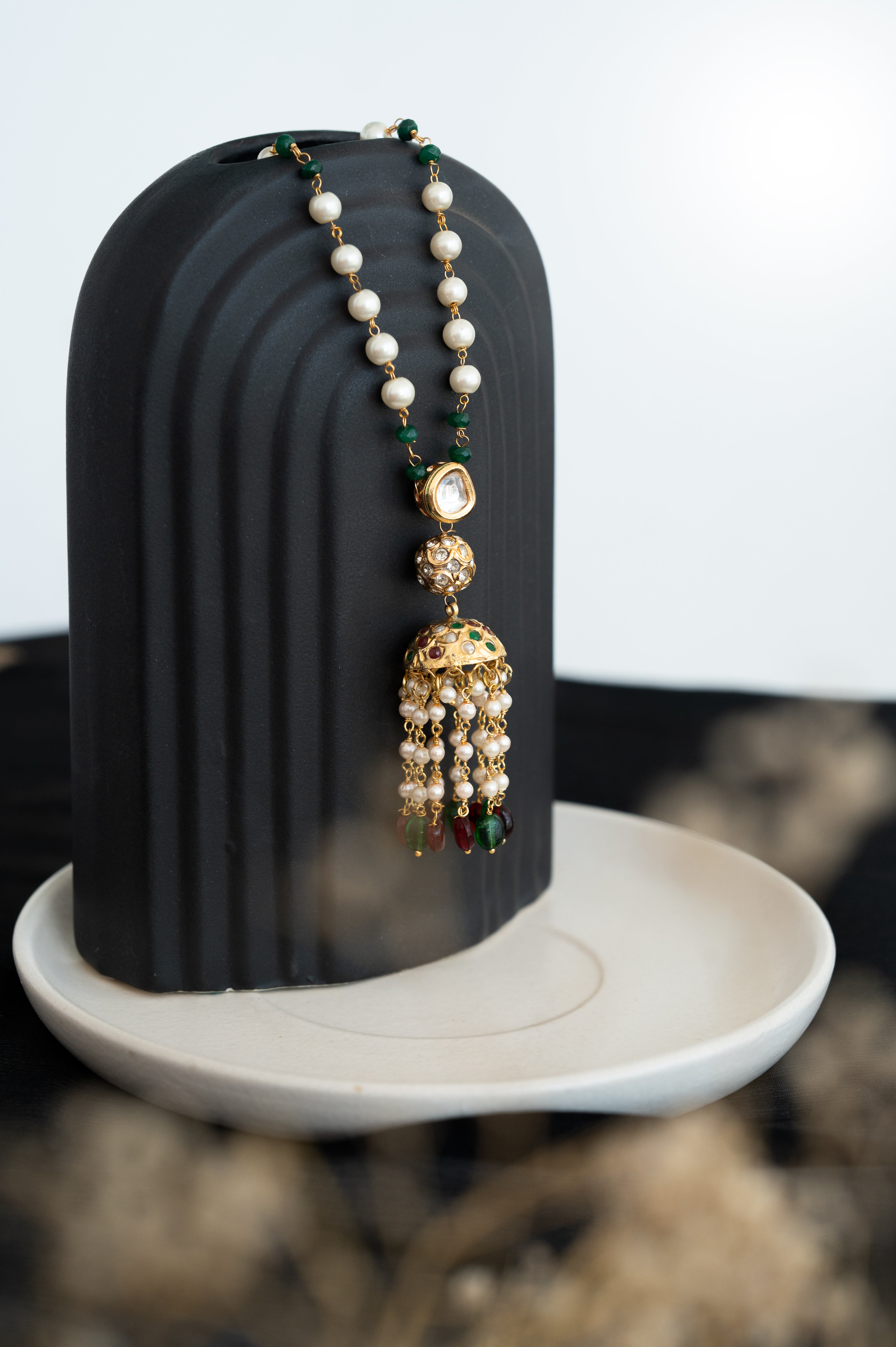 Multi Stone Jhumki Kundan Pendant Set