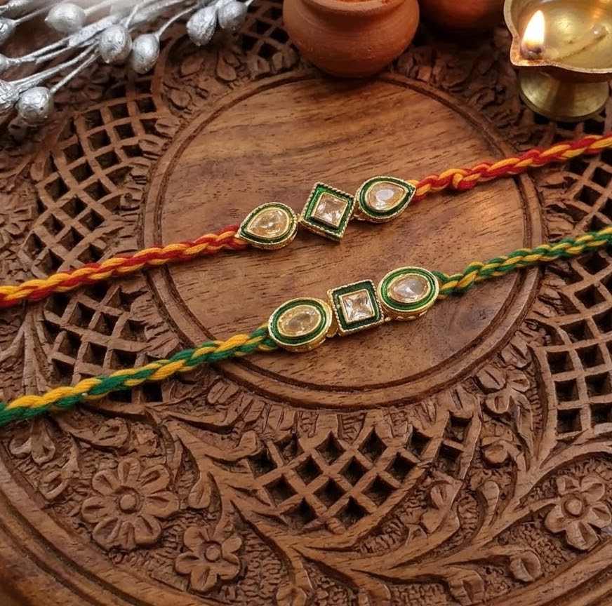 Kundan Stone Rakhi For Rakshabandhan (Pack Of Two)