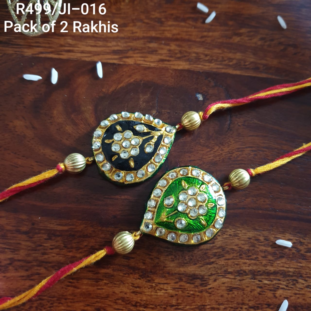 Enamel Kundan Rakhi For Bhai Bhabhi (Pack Of Two)