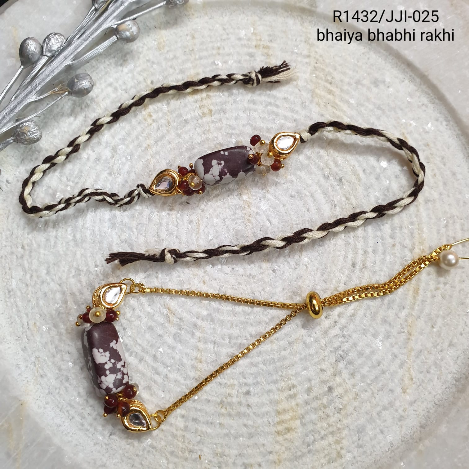 Brown Stone Rakhi Set For Rakshabandhan