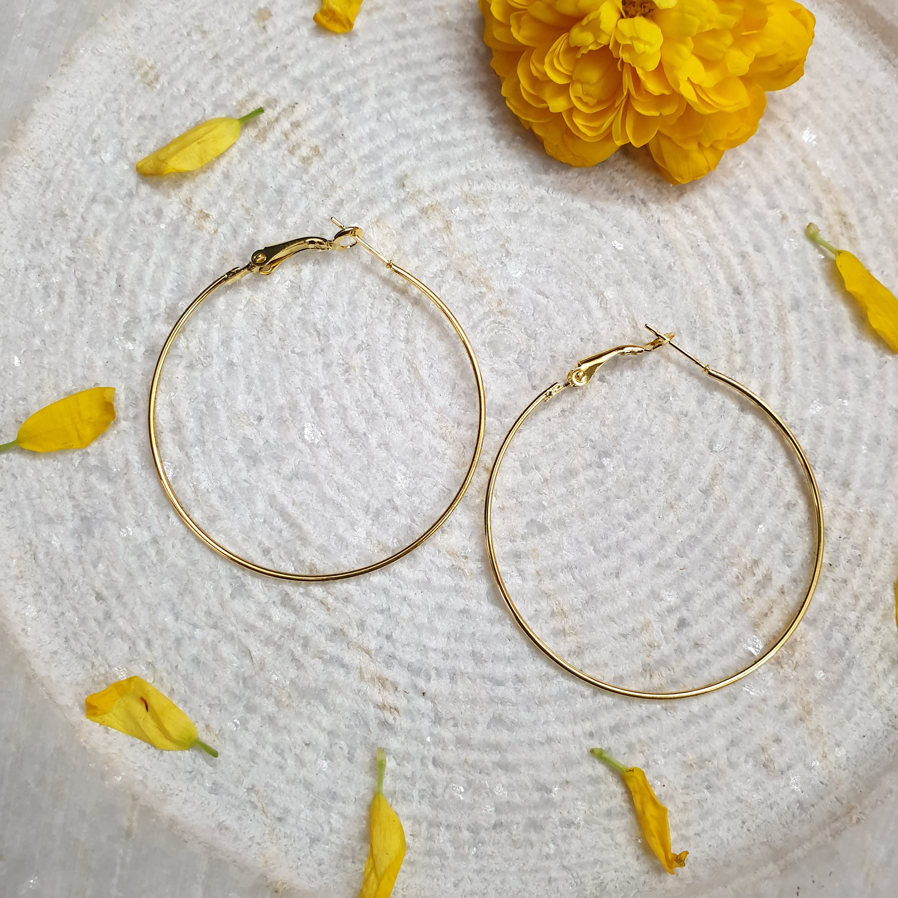 Gold Tone Big Hoop Earrings