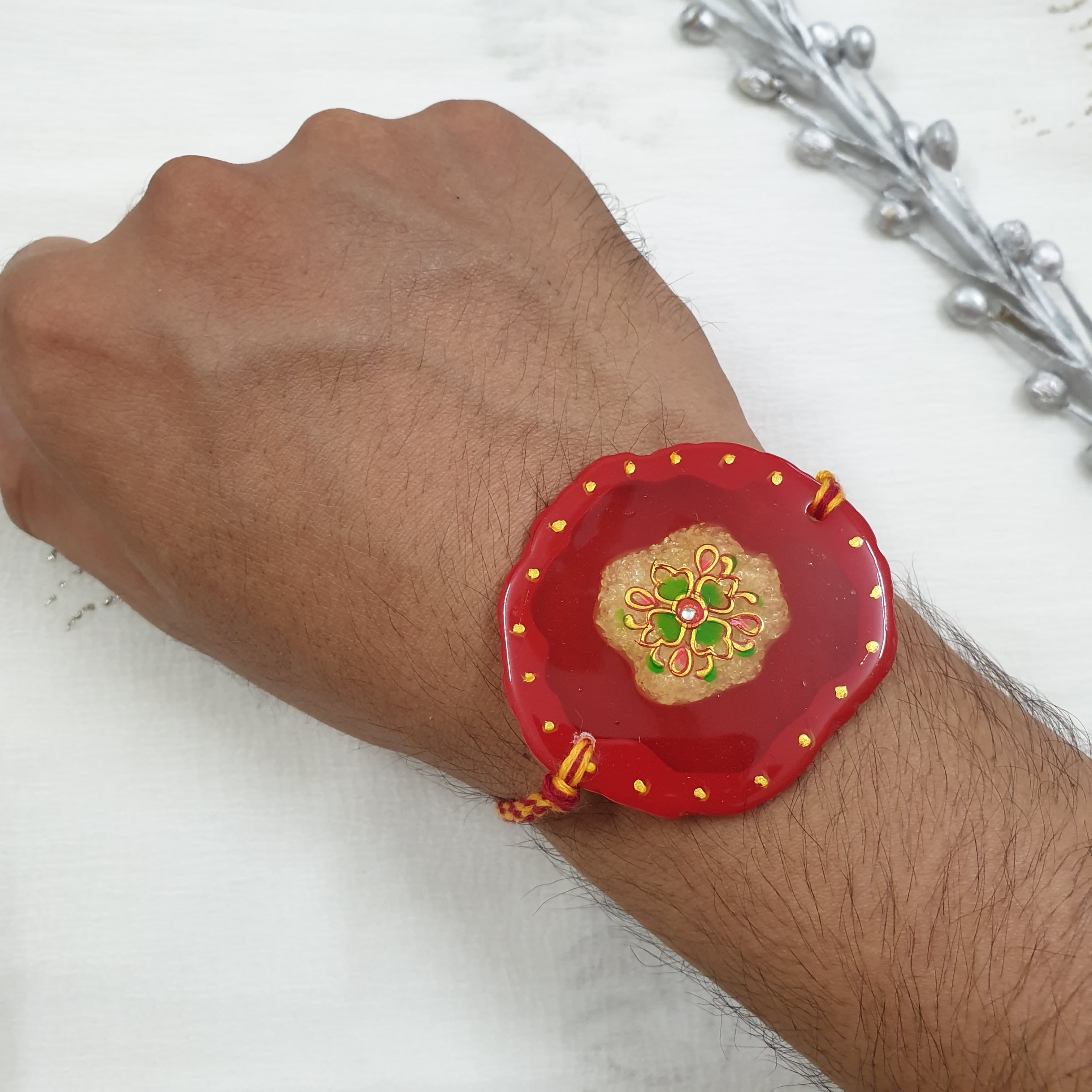 Red Big Handpainted Rakhi