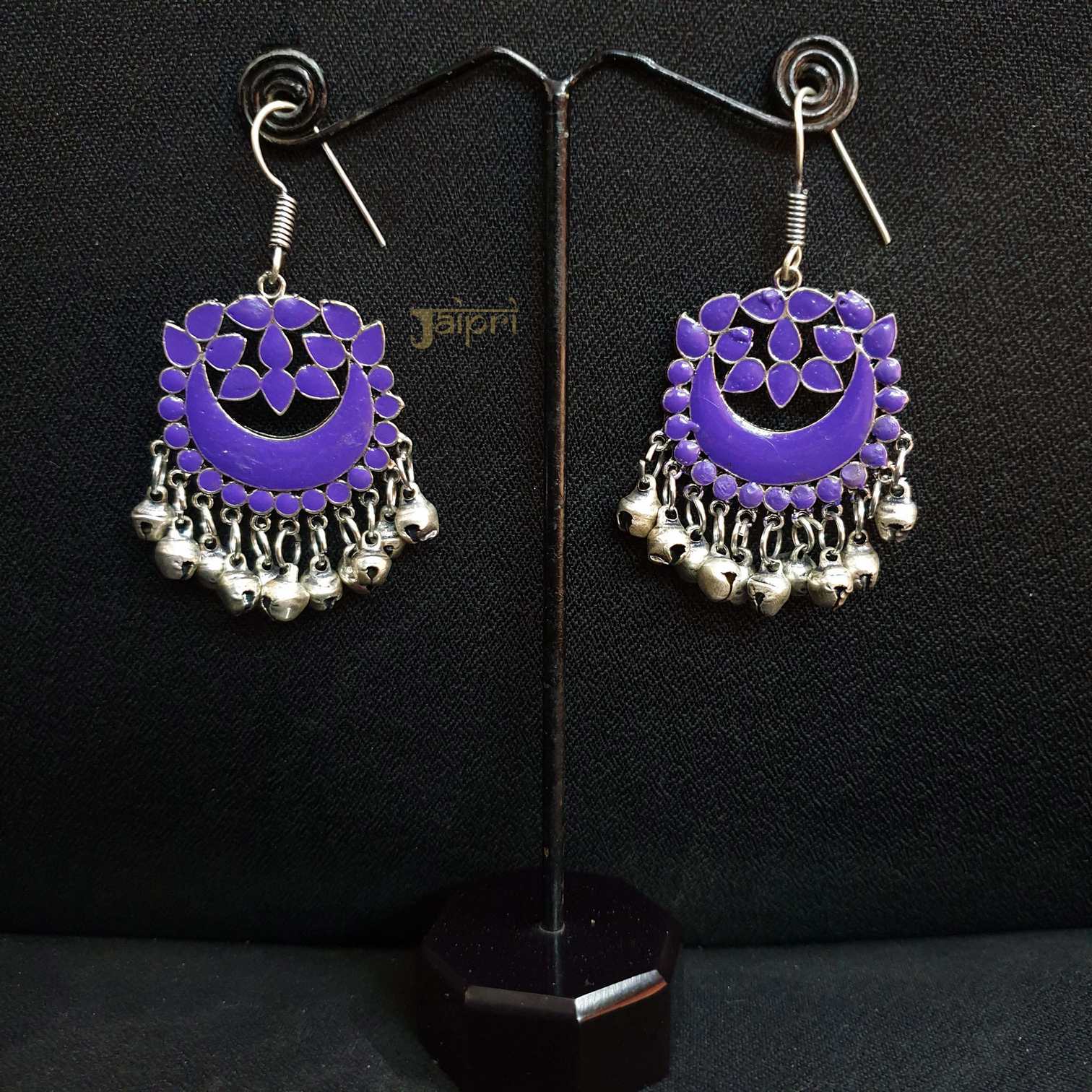 Purple Oxidised Silver Earrings