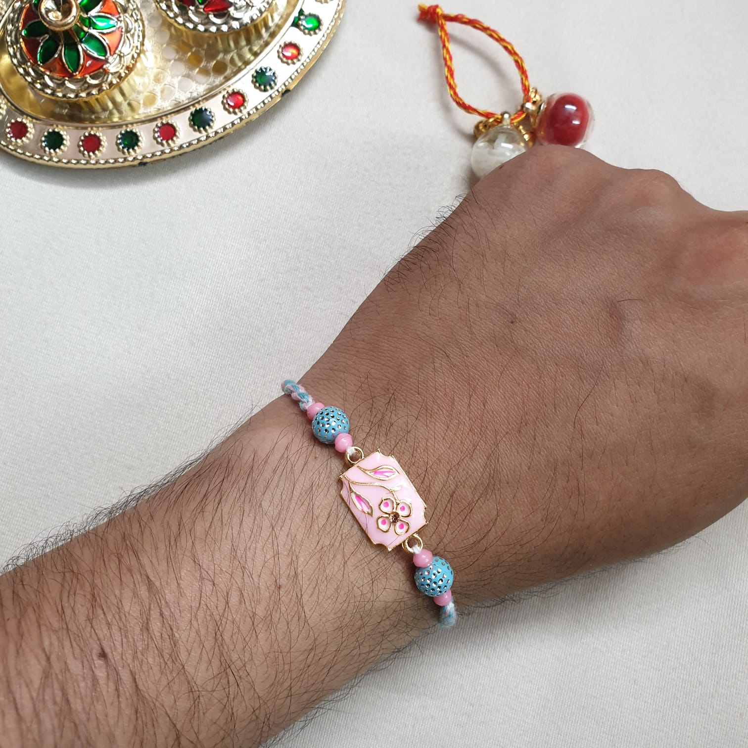 Blue Pink Rakhi For Brother