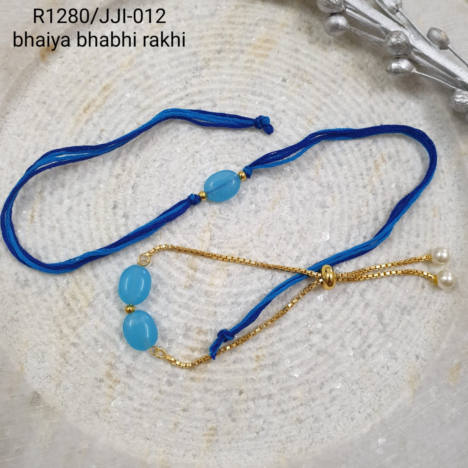 Blue Stone Rakhi Set For Rakshabandhan