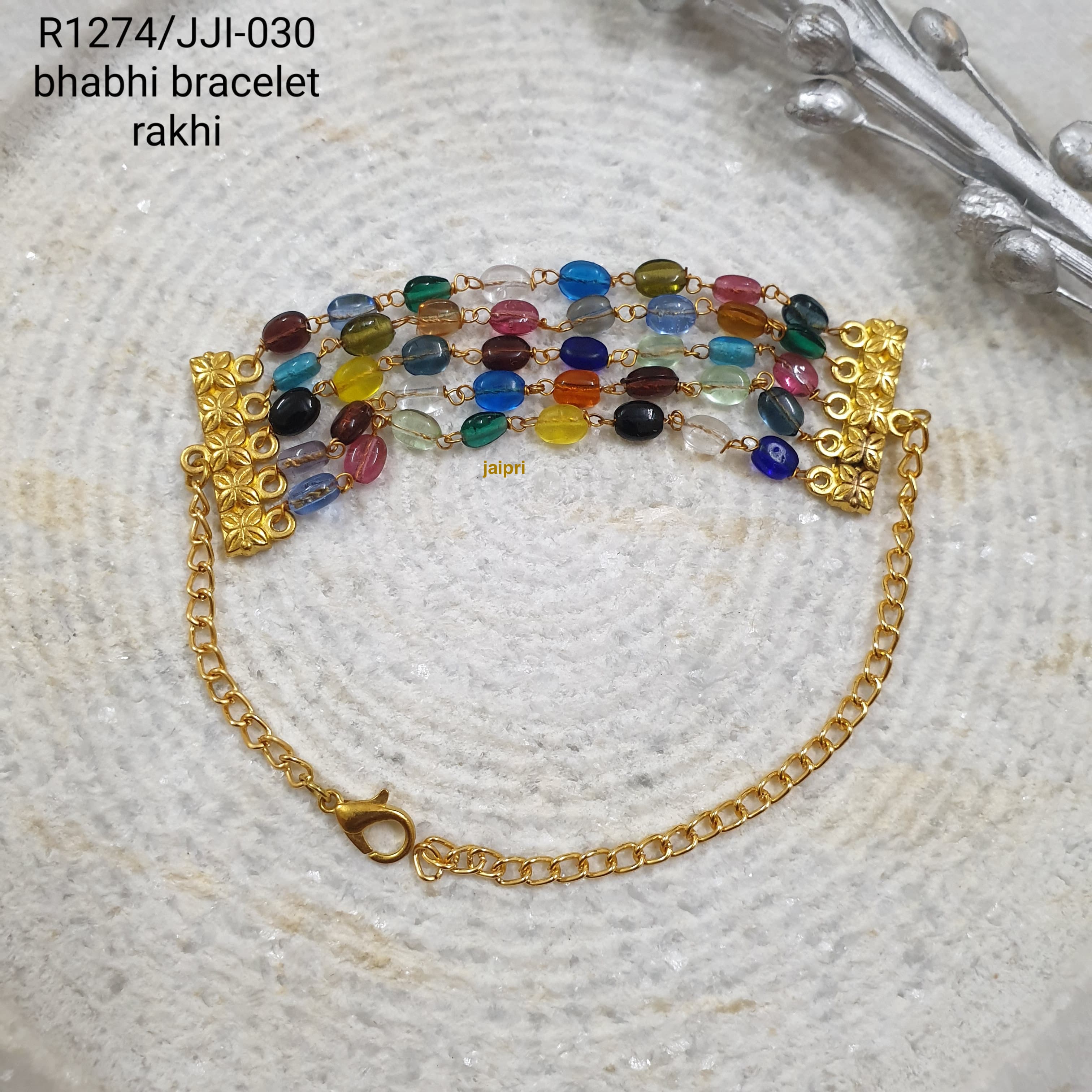 Multi Stone Bhabhi Rakhi Bracelet