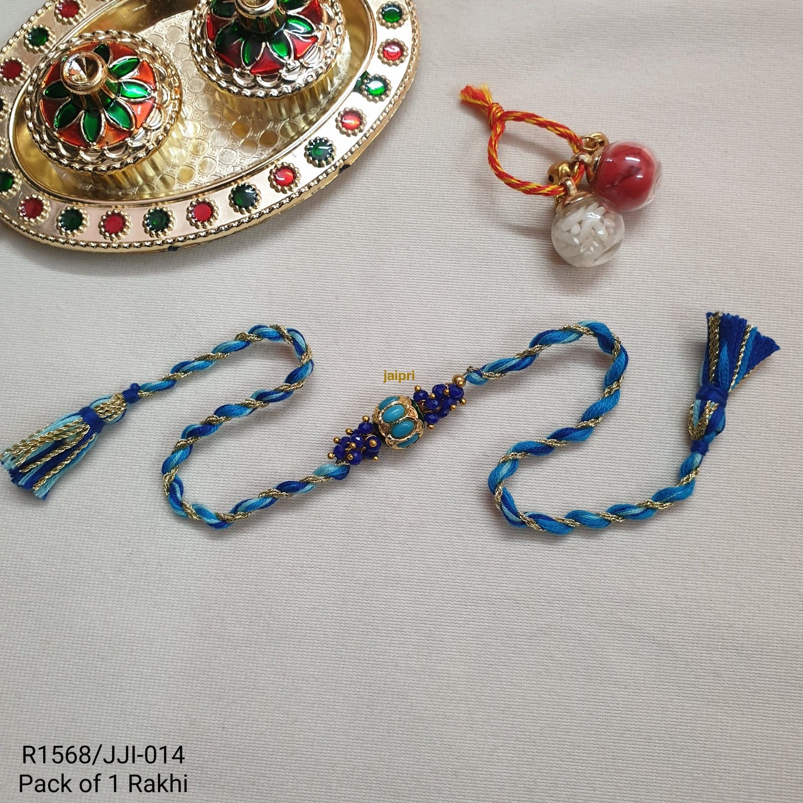 Blue Jadau Rakhi