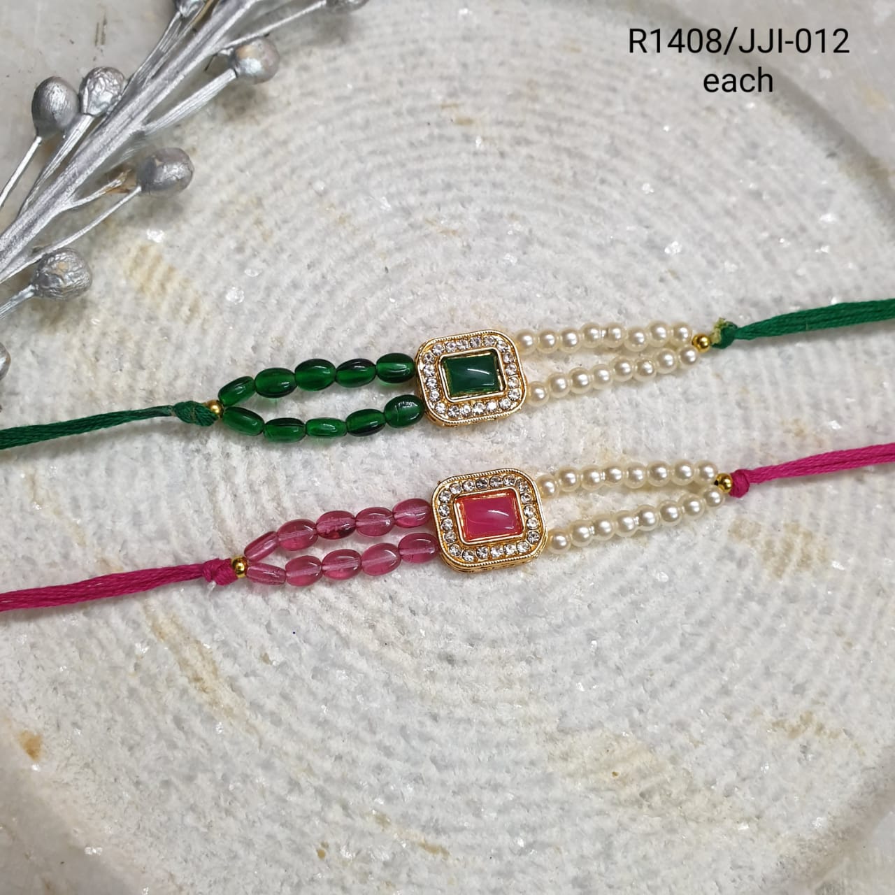 AD Stone Premium Kundan Rakhi For Rakshabandhan (Pack Of Two)