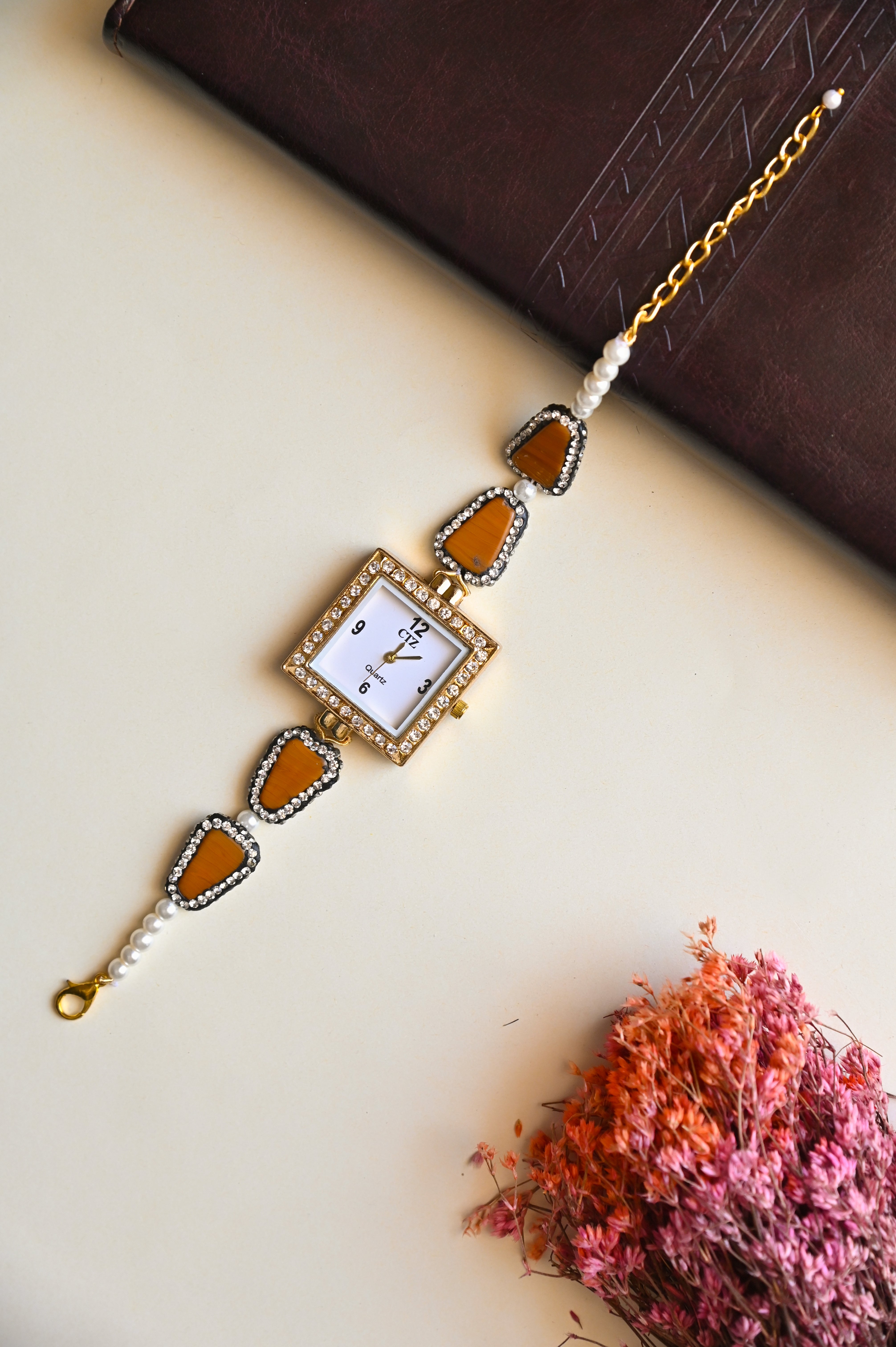 Pulchra Brown Stone Wrist Watch