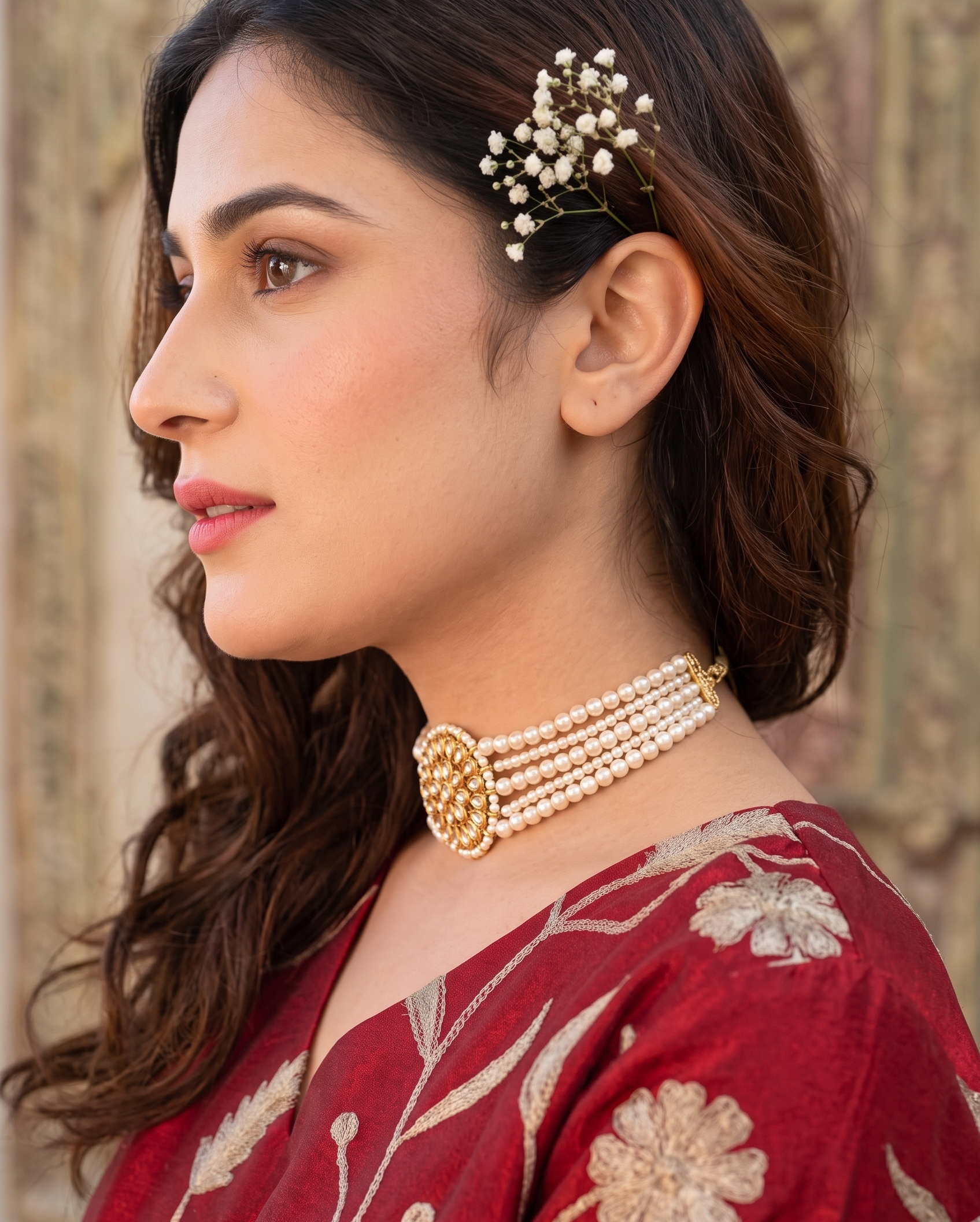 Daisy Pearl Kundan Choker Necklace