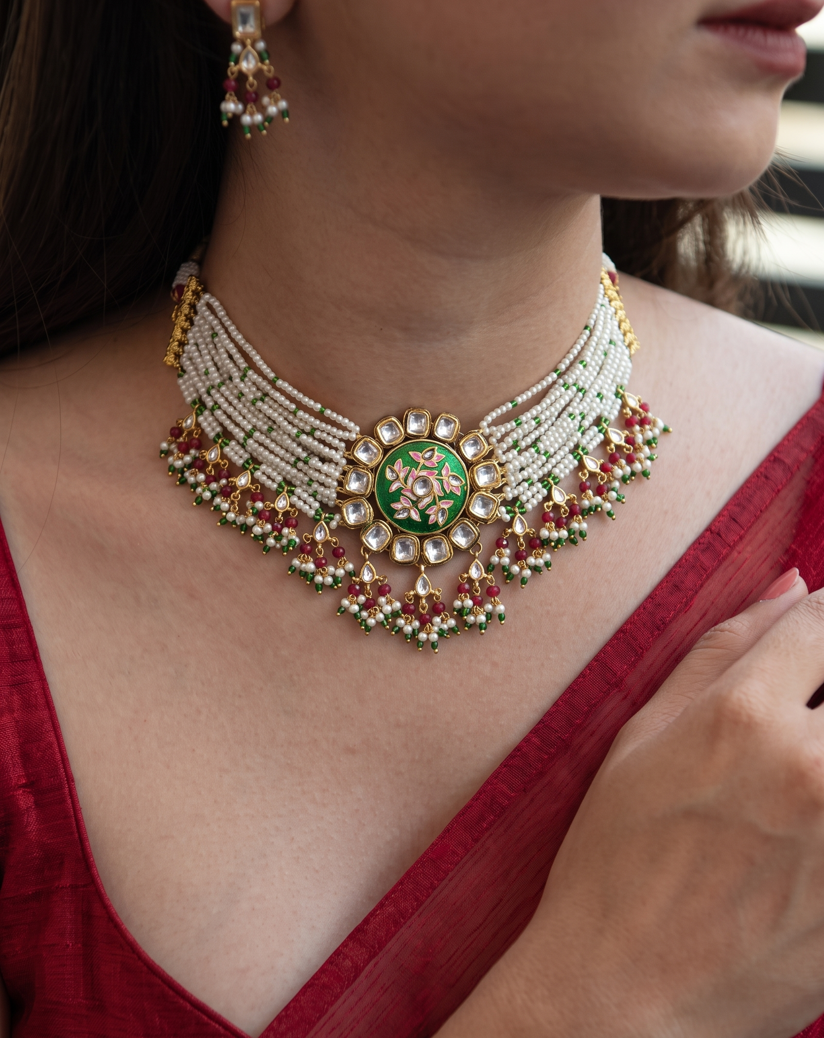 Rosa Green Kundan Choker Necklace