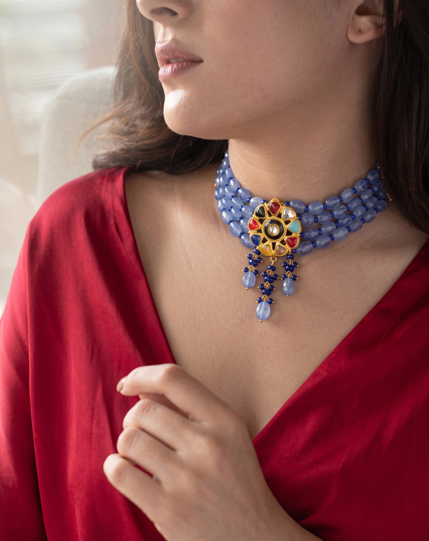 Amiris Blue Stone Kundan Choker