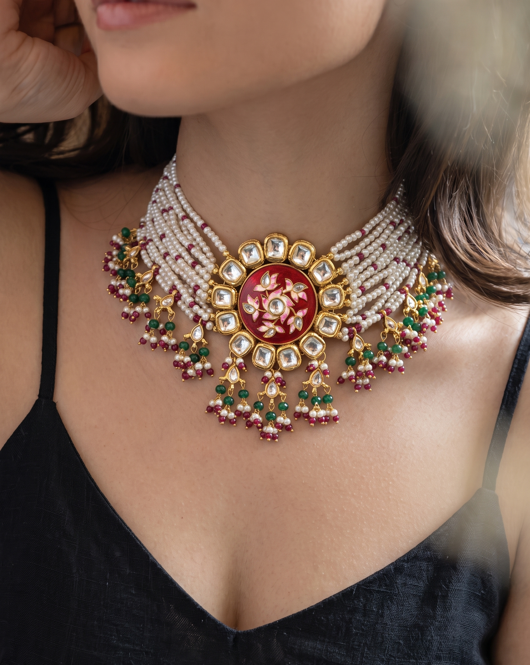 Mahika Red Kundan Choker Necklace