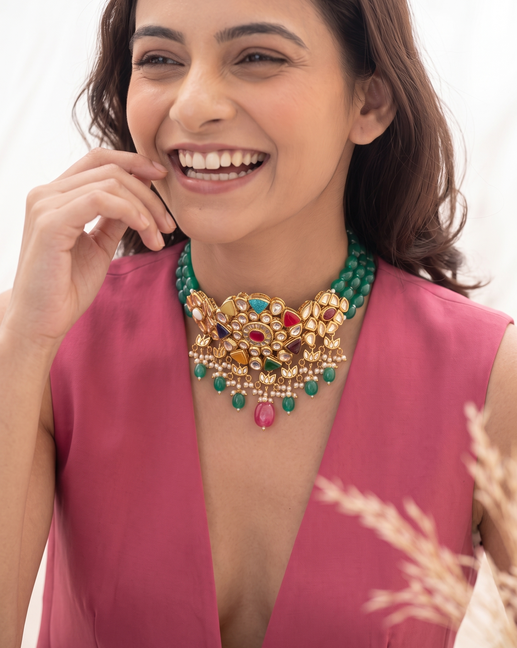 Ariana Navratan Kundan Choker Neckalce