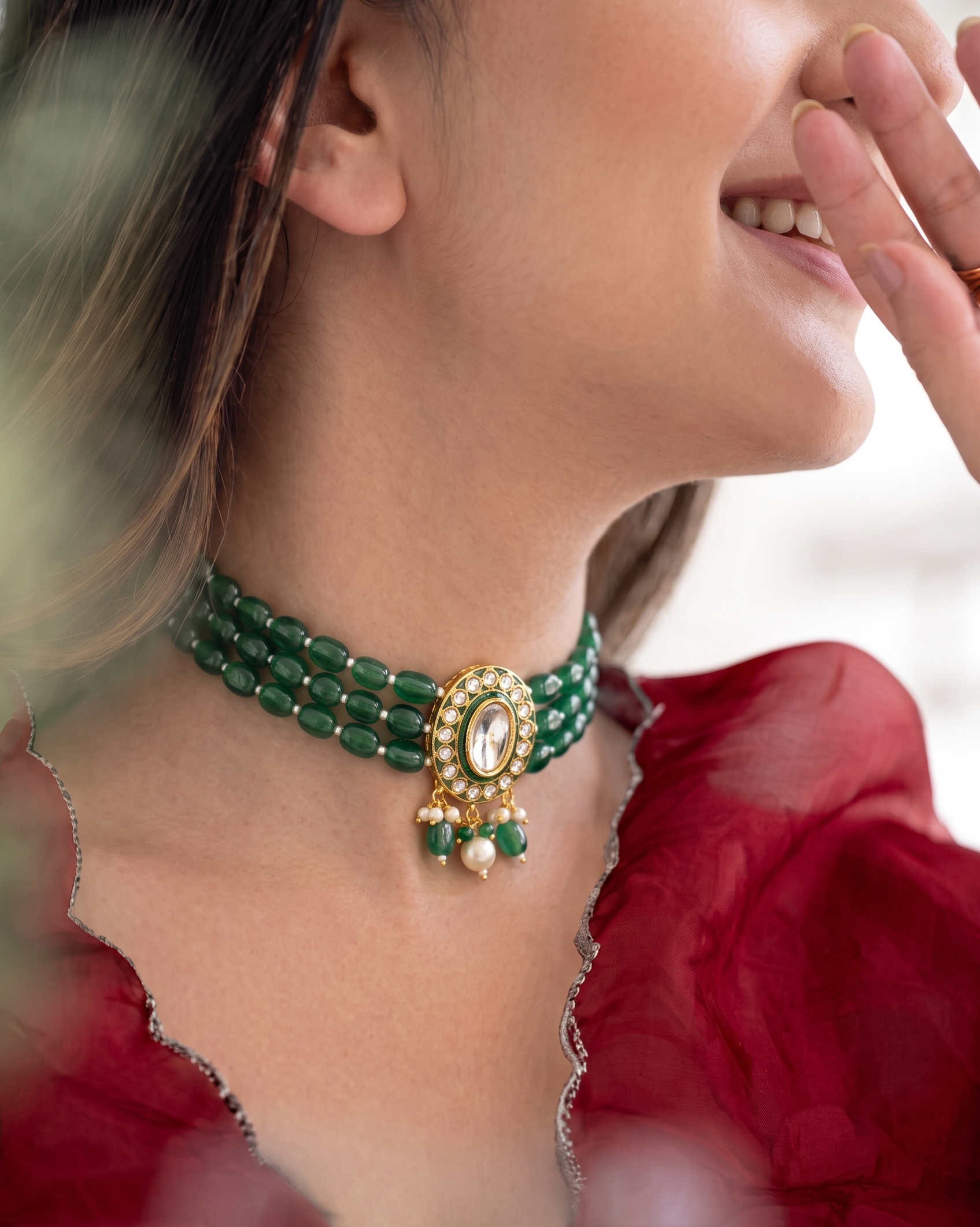 Vamika Green Kundan Choker Necklace