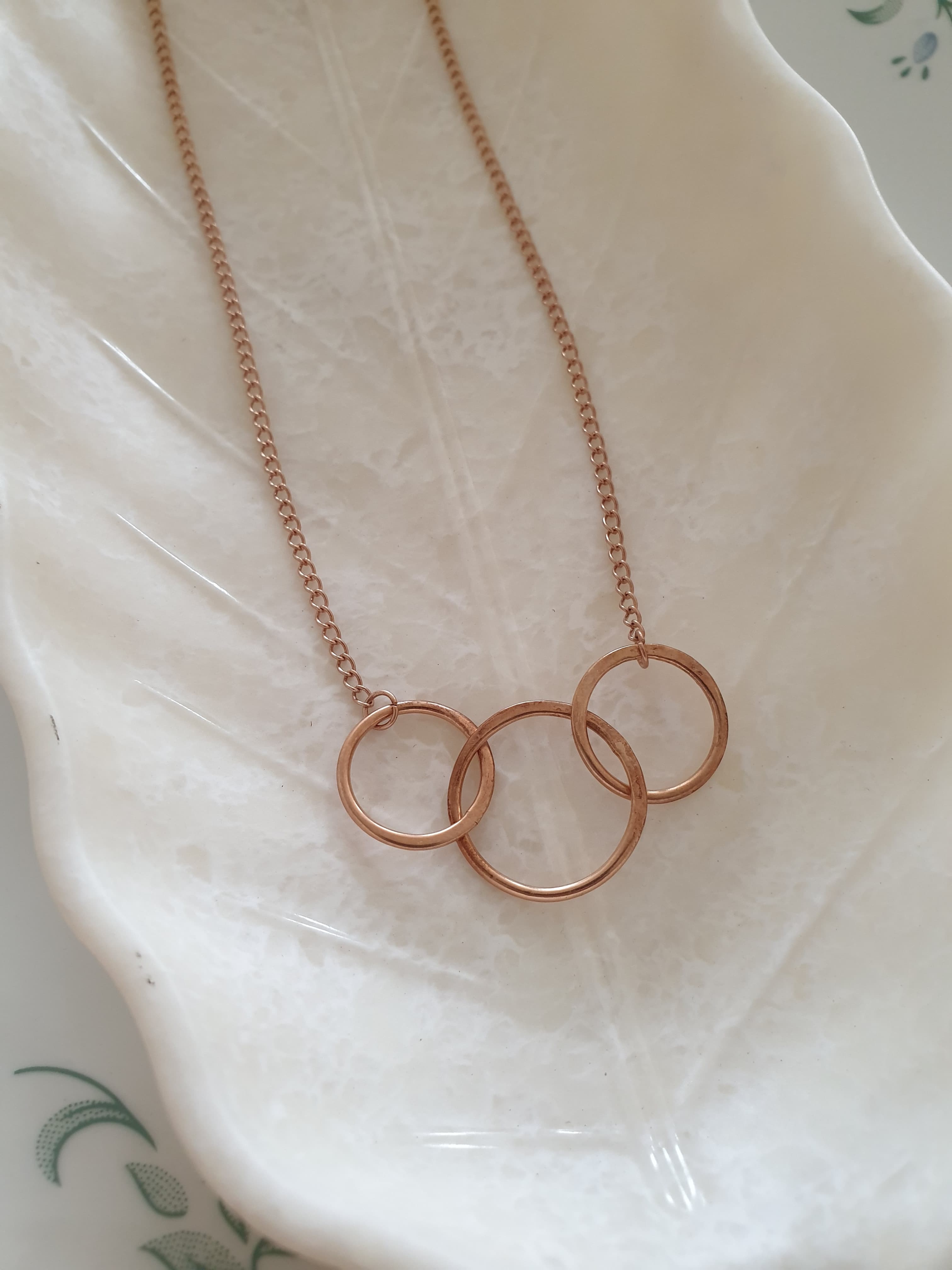 Rose Gold Three Linked Circle Delicate Necklace