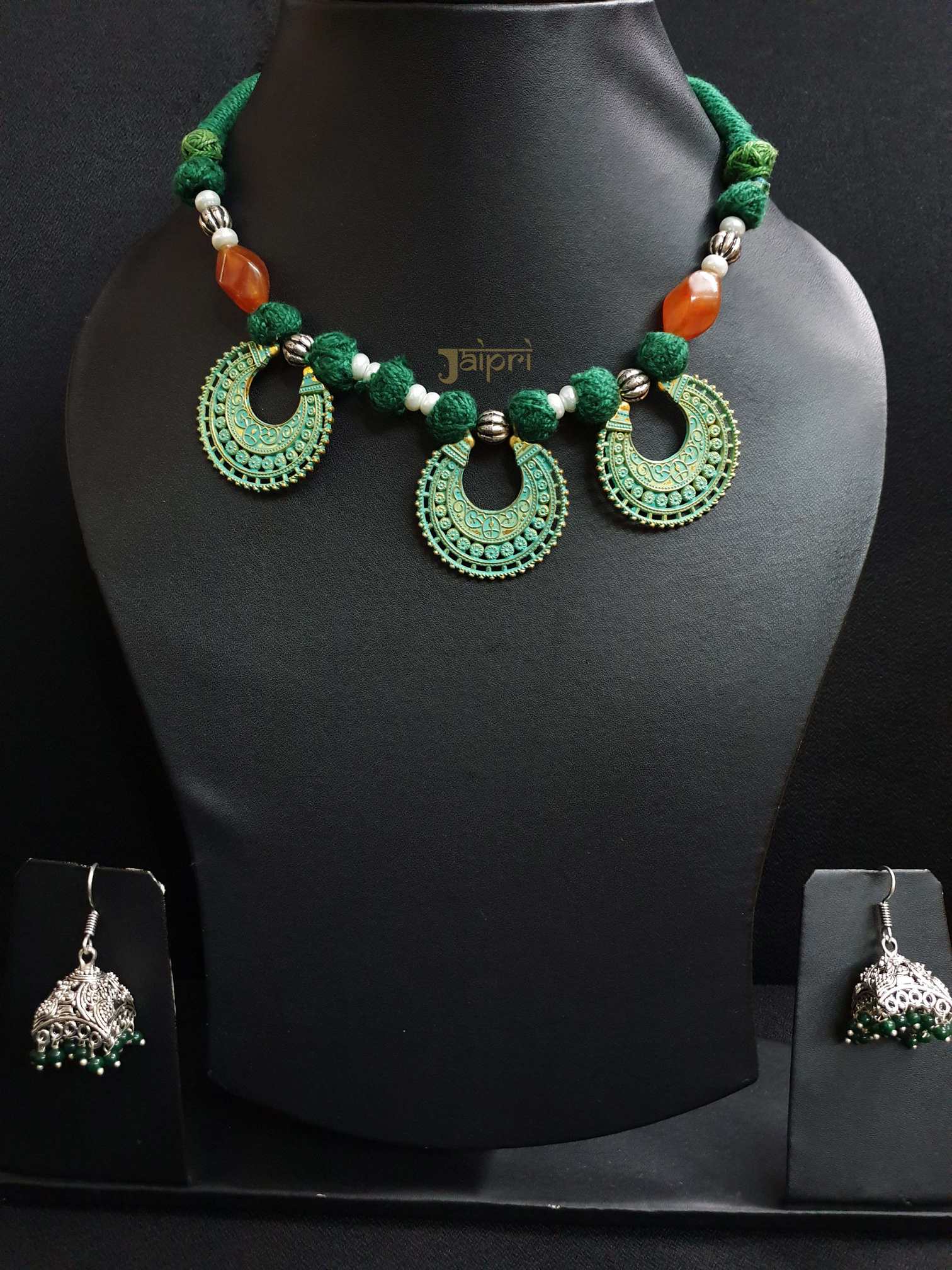 Oxidized Choker Necklace With Jhumki Earrings