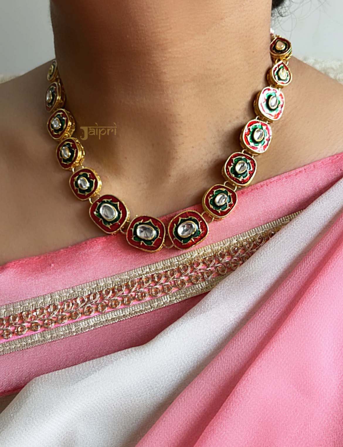 Delicate Meenakari Necklace With Earrings