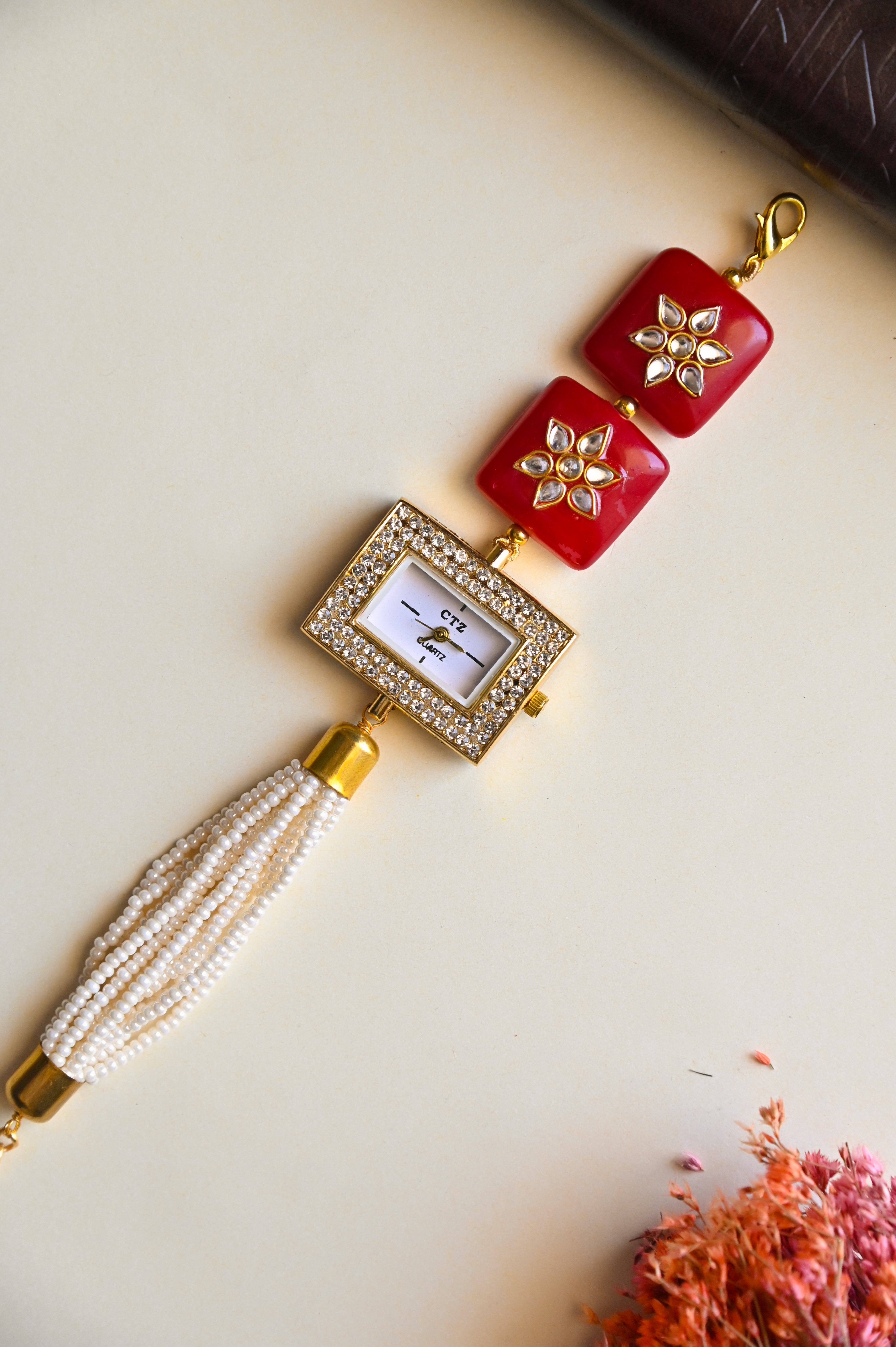 Red Stone Kundan Premium Wrist Watch