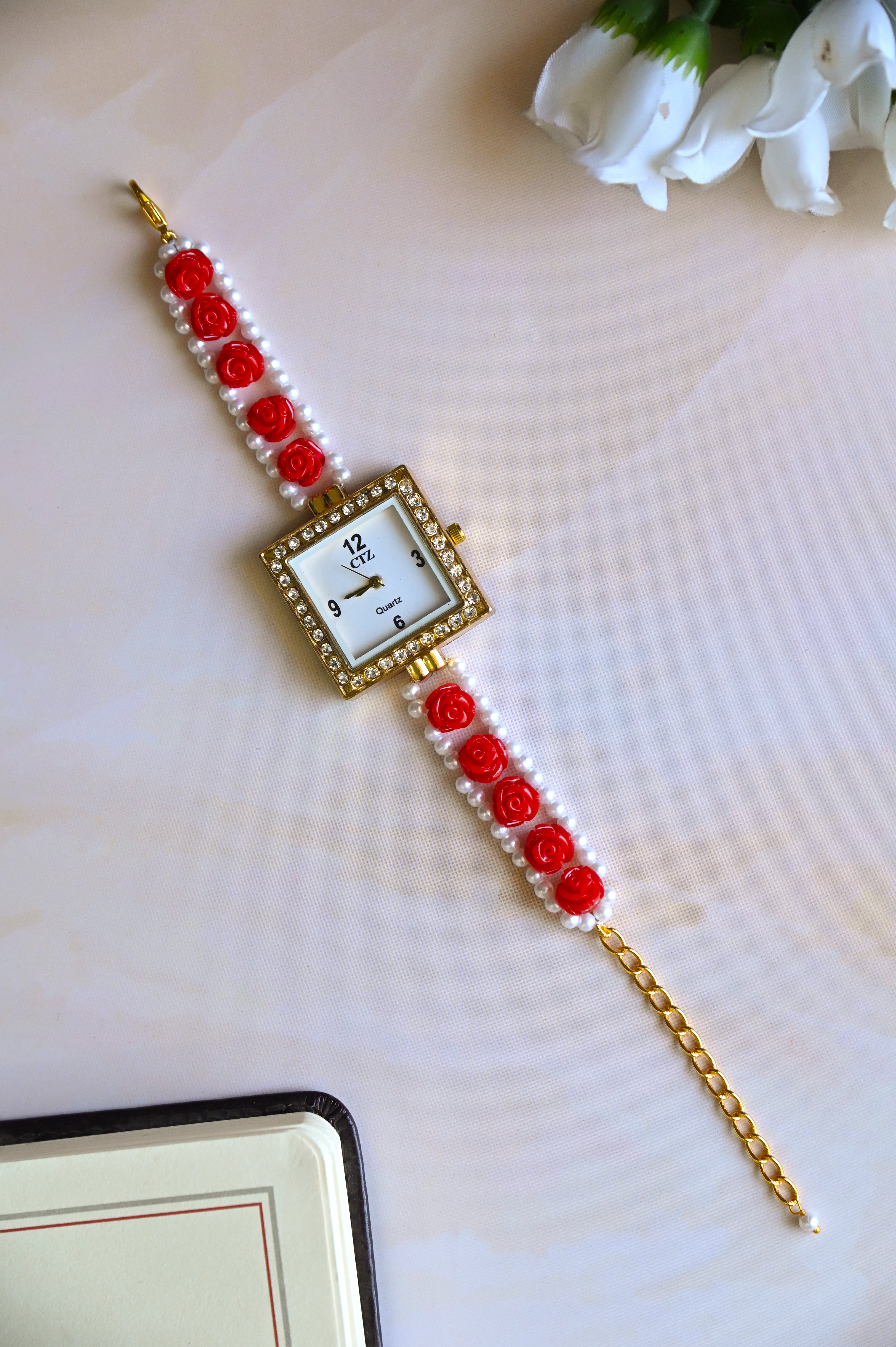 Floralis Rose Pearl Wrist Watch