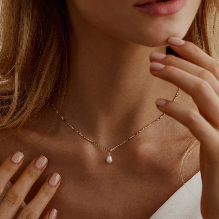 Minimalist Drop Pearl 925 Silver Necklace