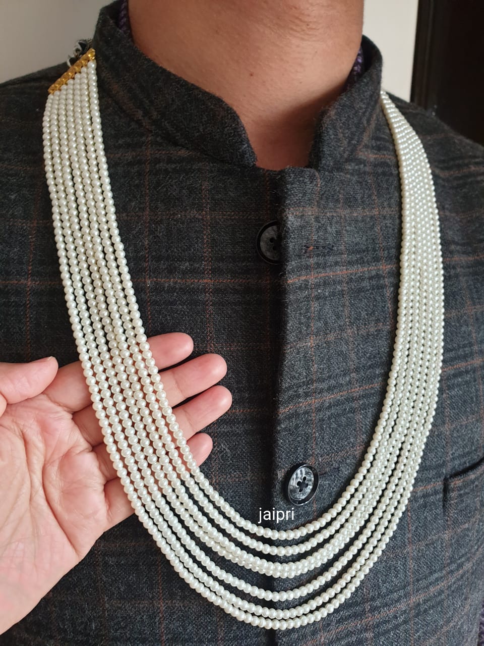 Seven Layered Small Pearl Groom Necklace