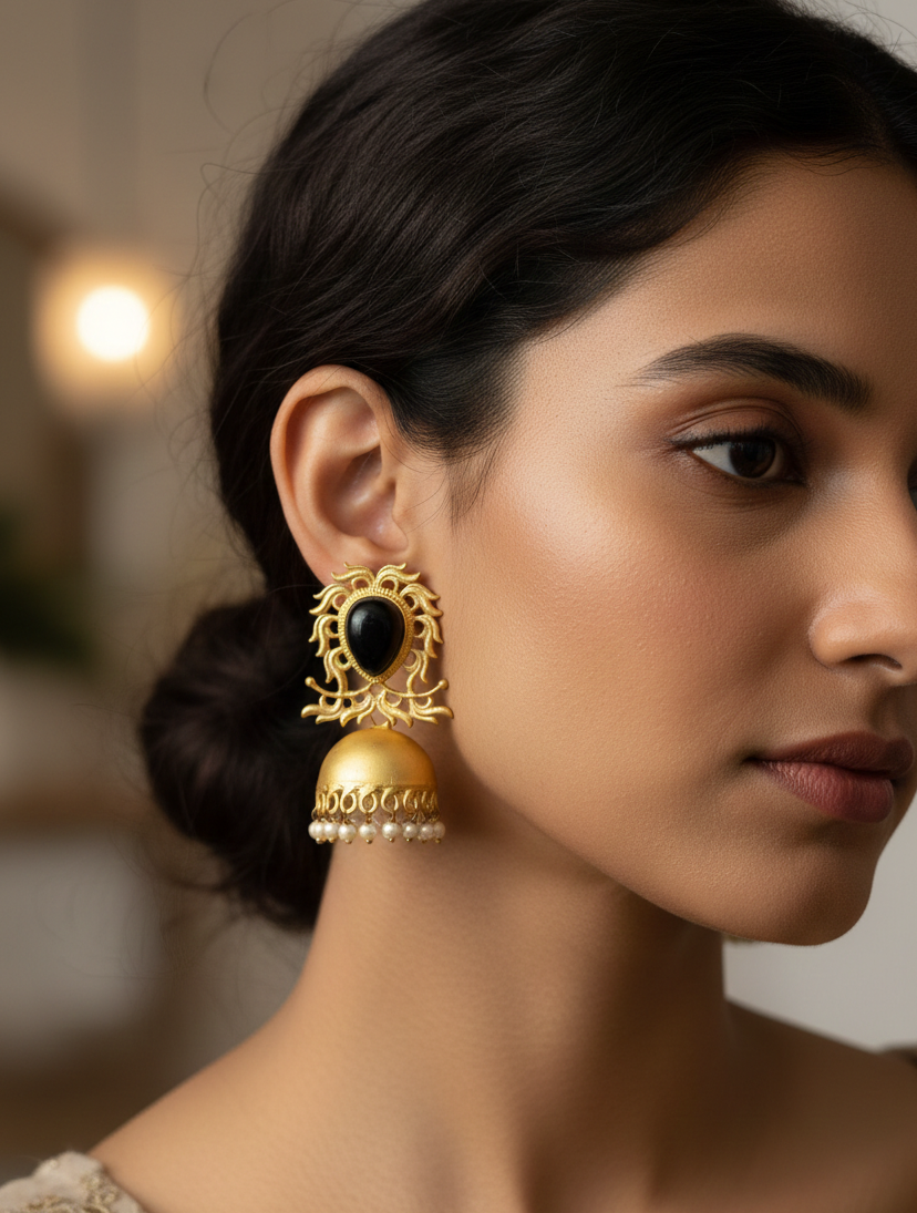 Traditional Black Stone Earrings