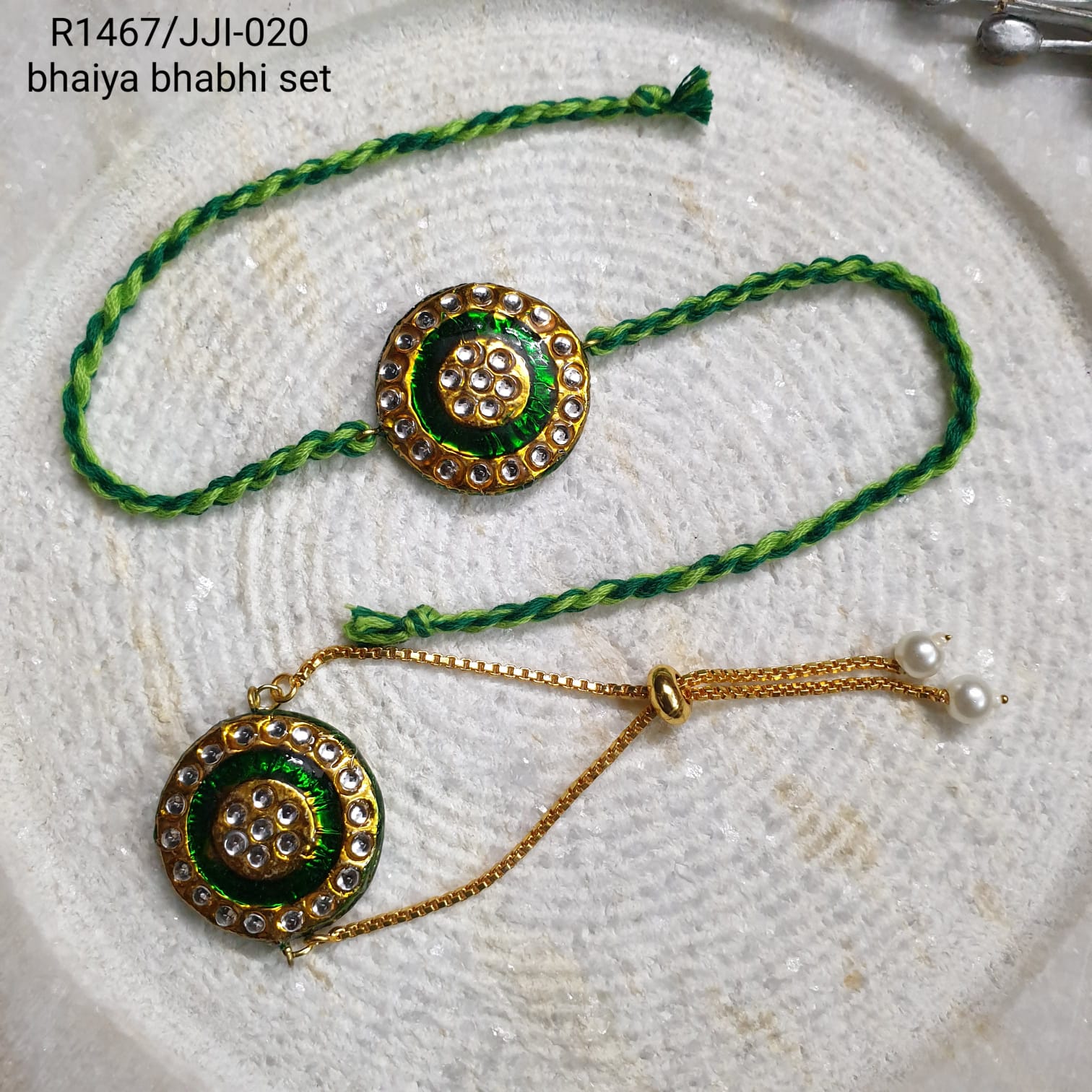 Green Meenakari Rakhi For Brother Sister