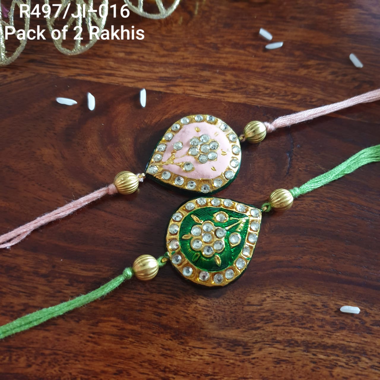 Kundan Enamel Rakhi For Bhaiya Bhabhi (Pack Of Two)