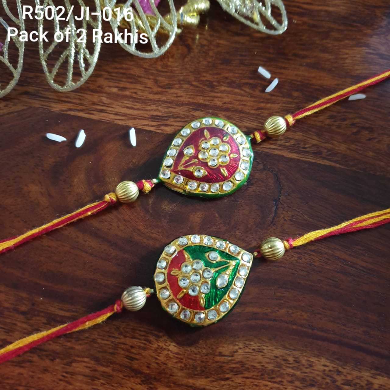 Red Meenakari Bhaiya Rakhi For Rakshabandhan (Pack Of Two)