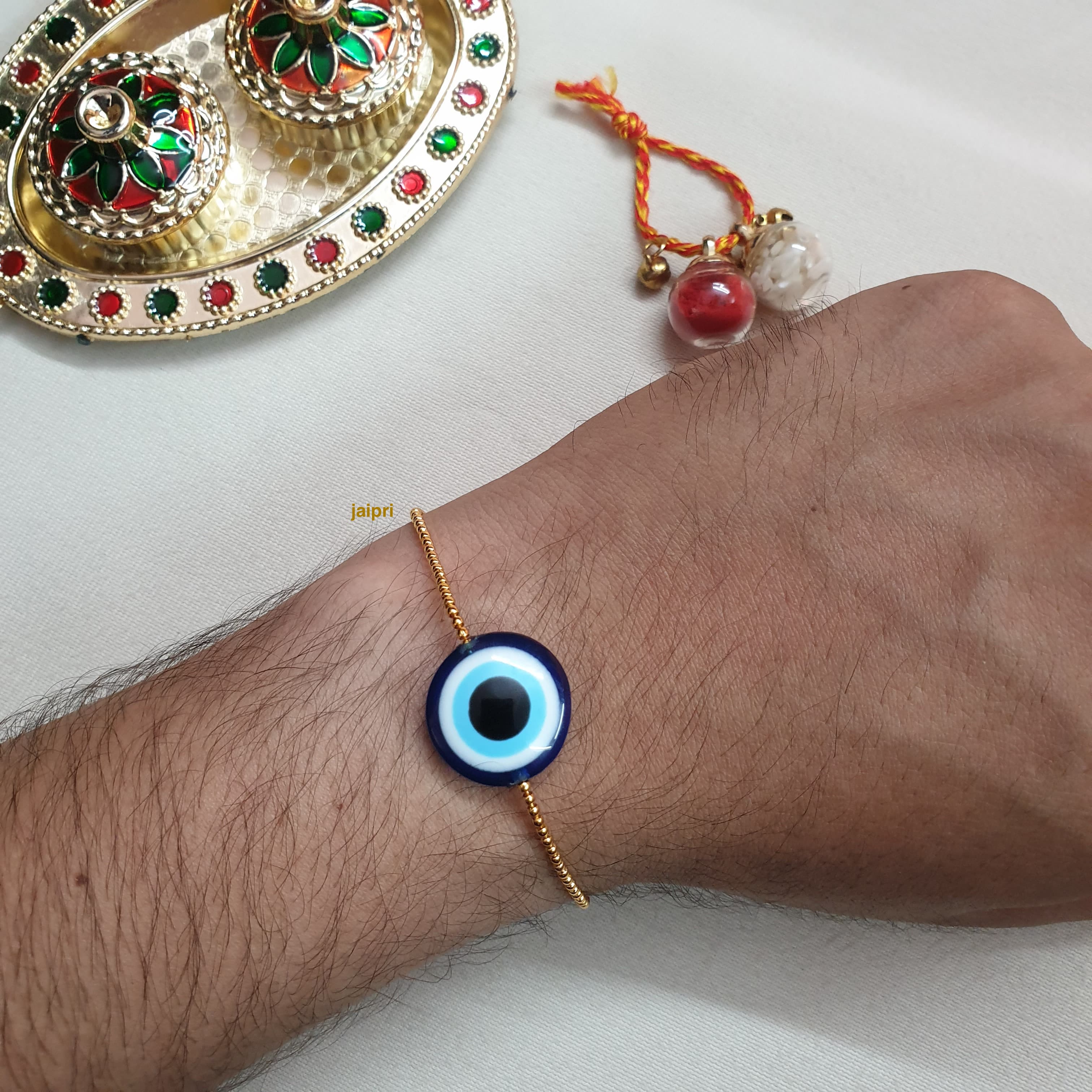 Big Evil Eye Bracelet Chain Rakhi