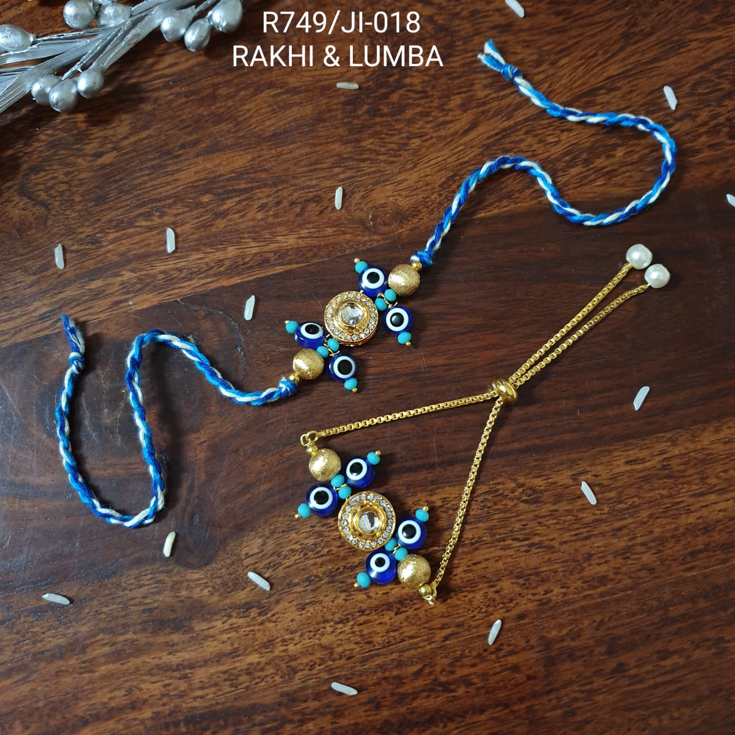 Stone Evil Eye Rakhi For Bhaiya Bhabhi