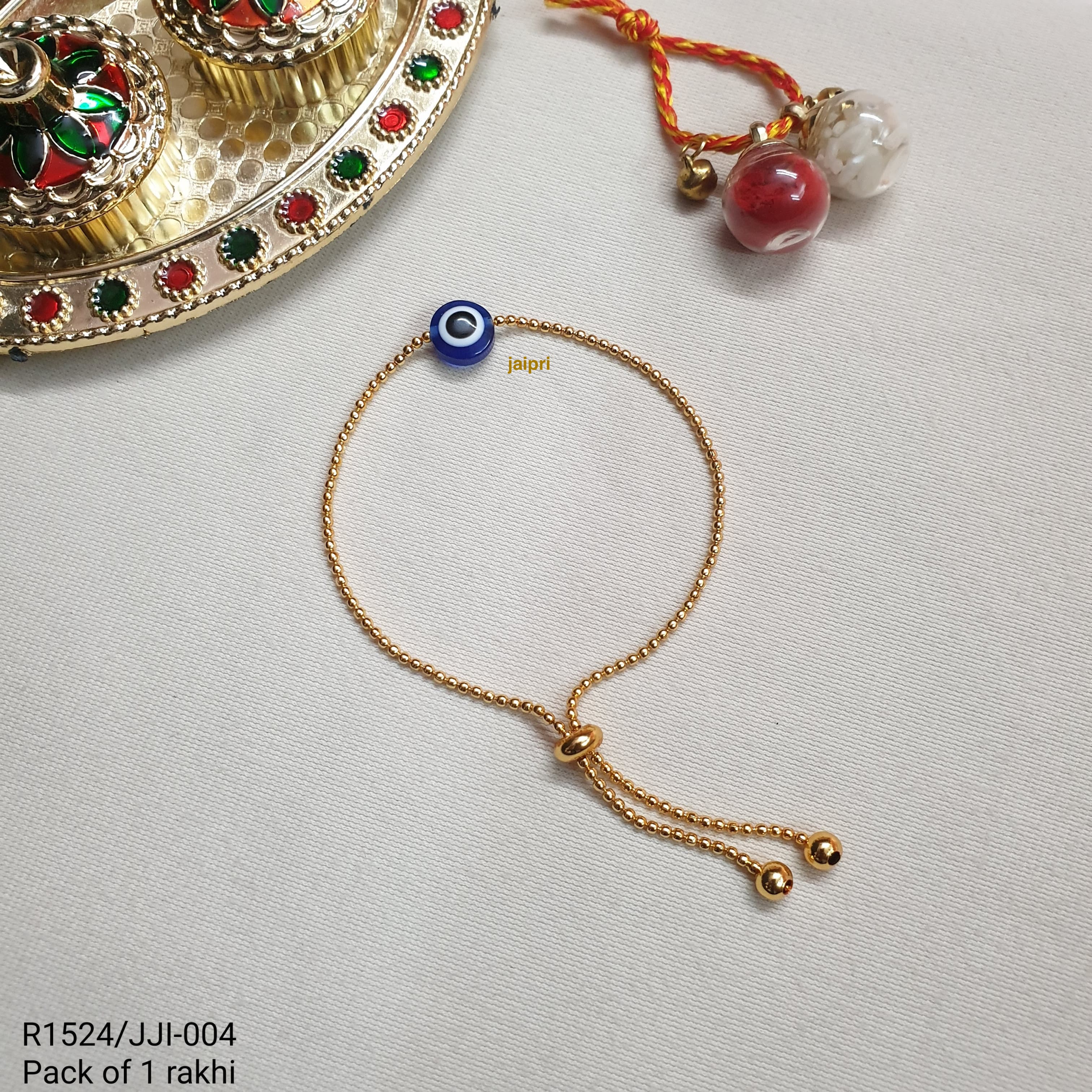Minimal Evil Eye Bracelet Chain Rakhi