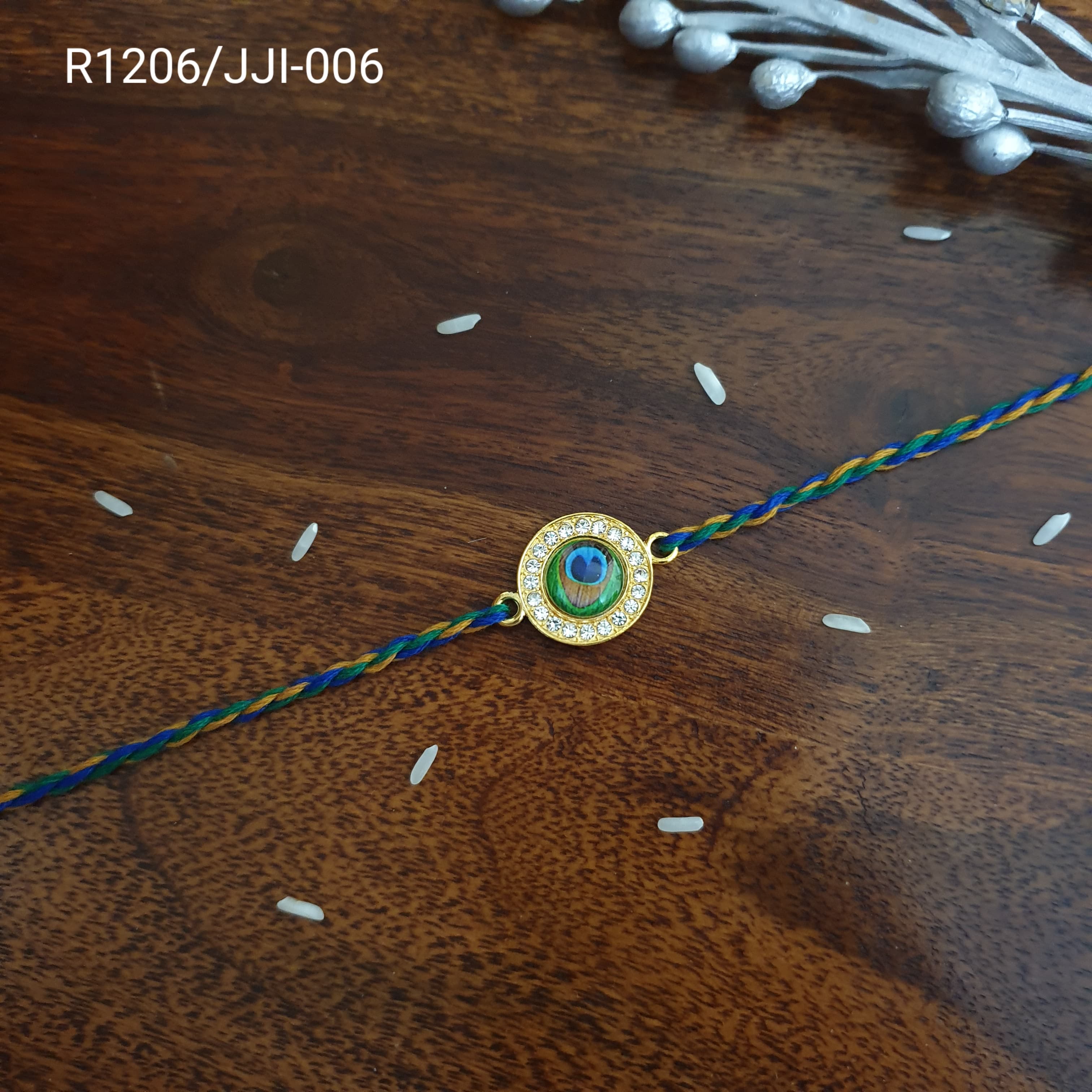 Stone Peacock Feather Rakhi