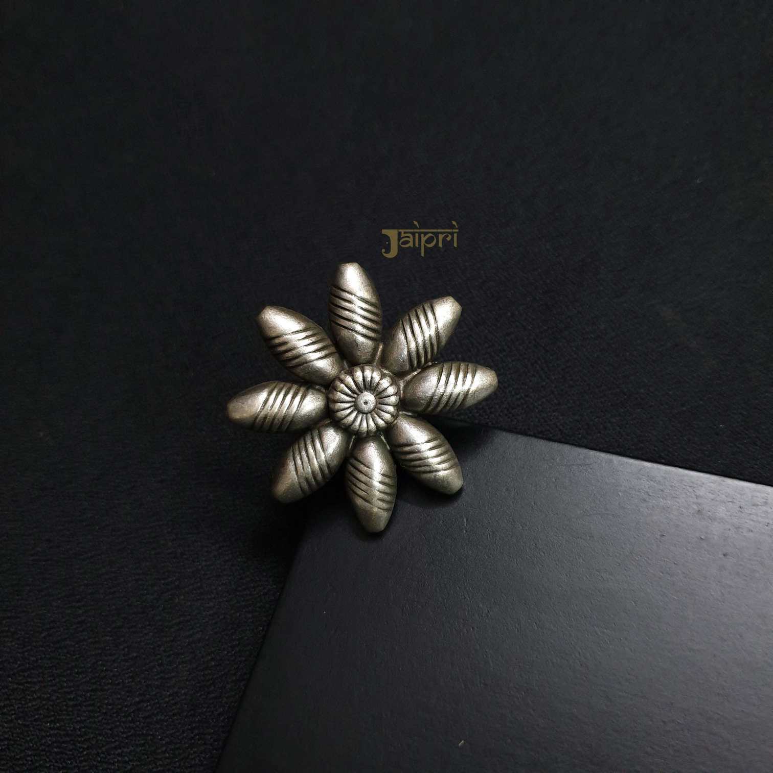 Sun Flower Oxidised Ring