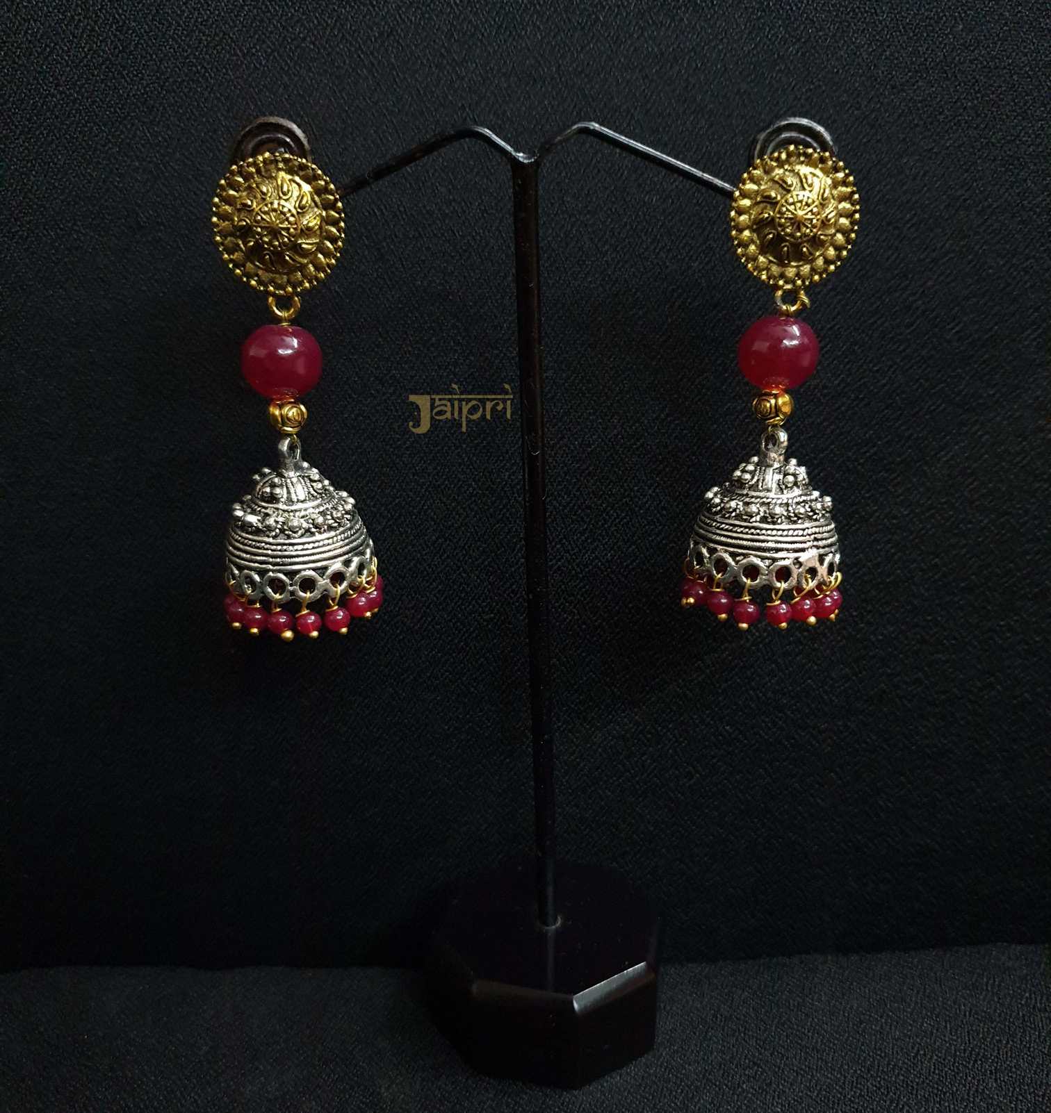 Ruby Dual Tone Oxidised Jhumki