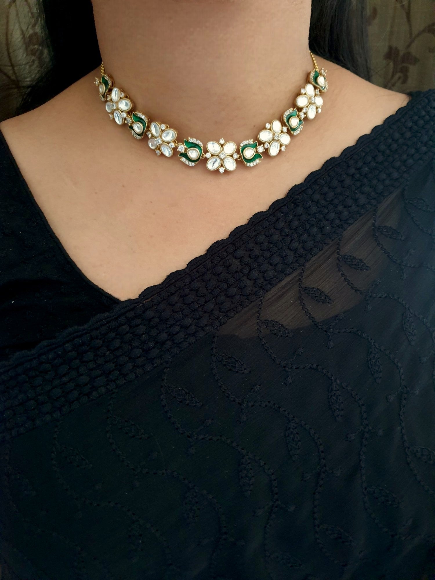 Floral Kundan Polki Necklace