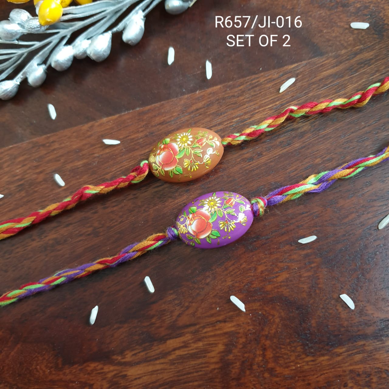 Fancy Floral Rakhi For Bhaiya And Bhabhi (pack of two)