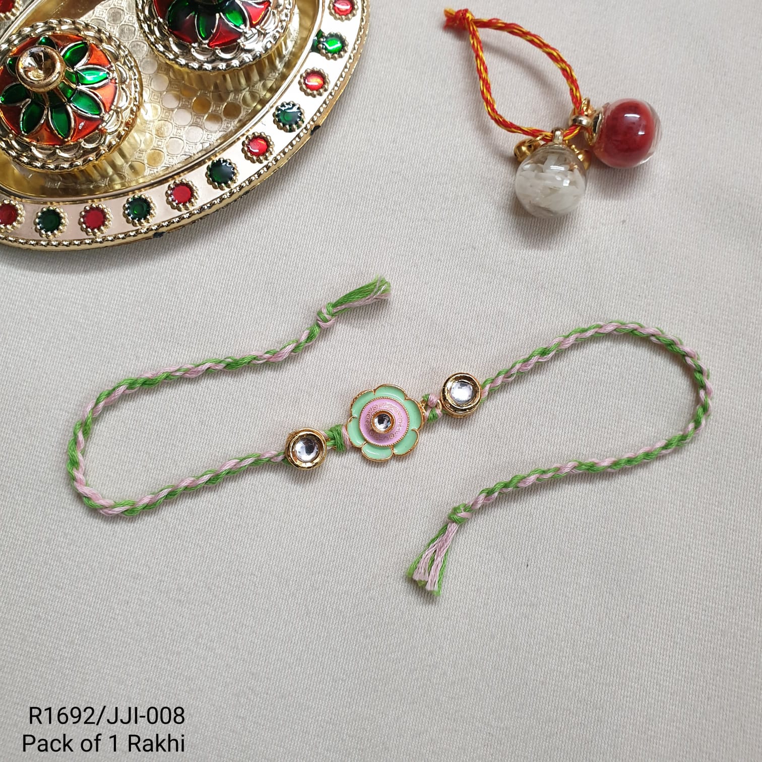 Floral Kundan Meenakari Rakhi