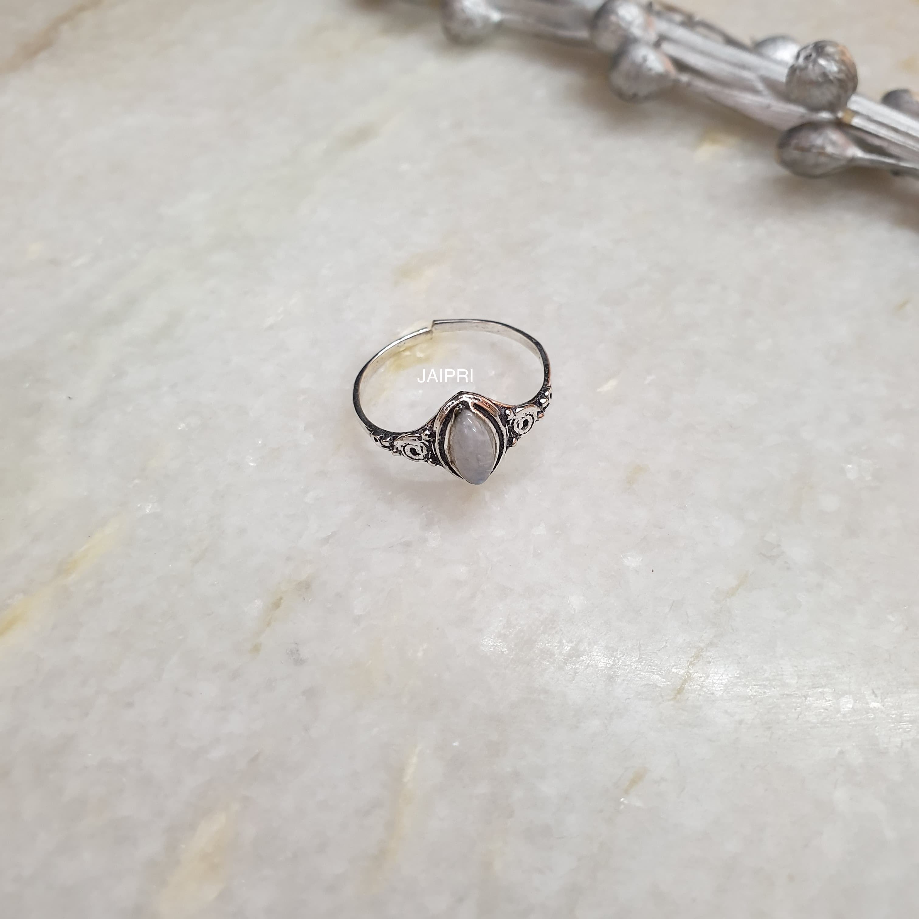 Rainbow Marquise Stone Adjustable Handmade Ring