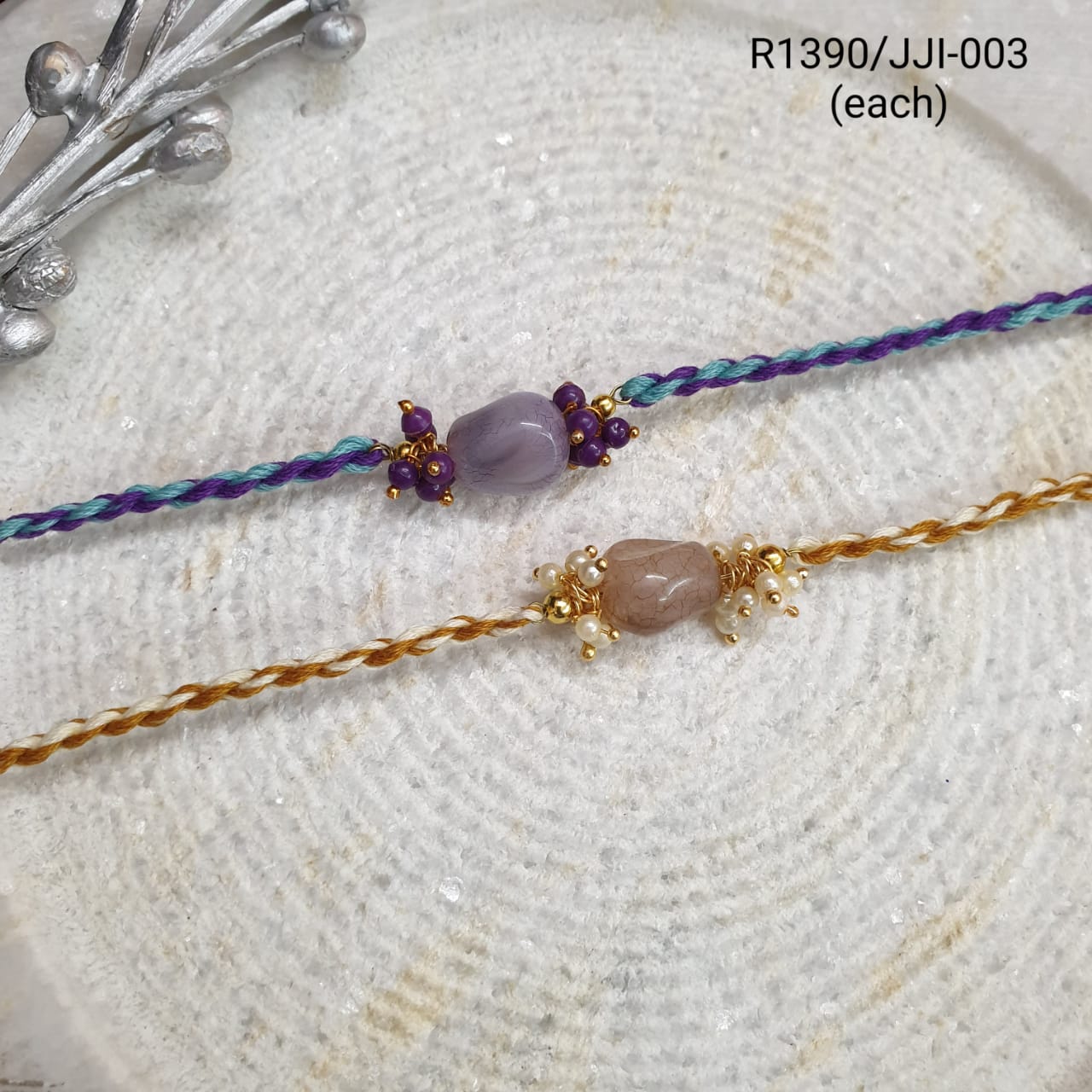 Stone Pearl rakhi For Bhabhi Bhaiya (Pack Of Two)