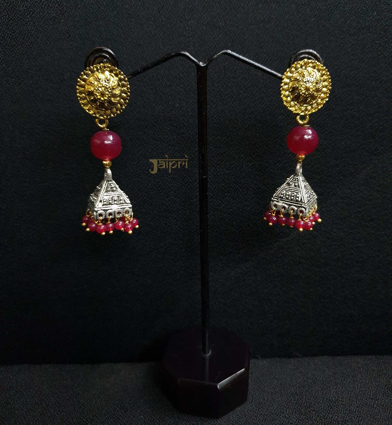 Dual Tone Floral Jhumki Earrings