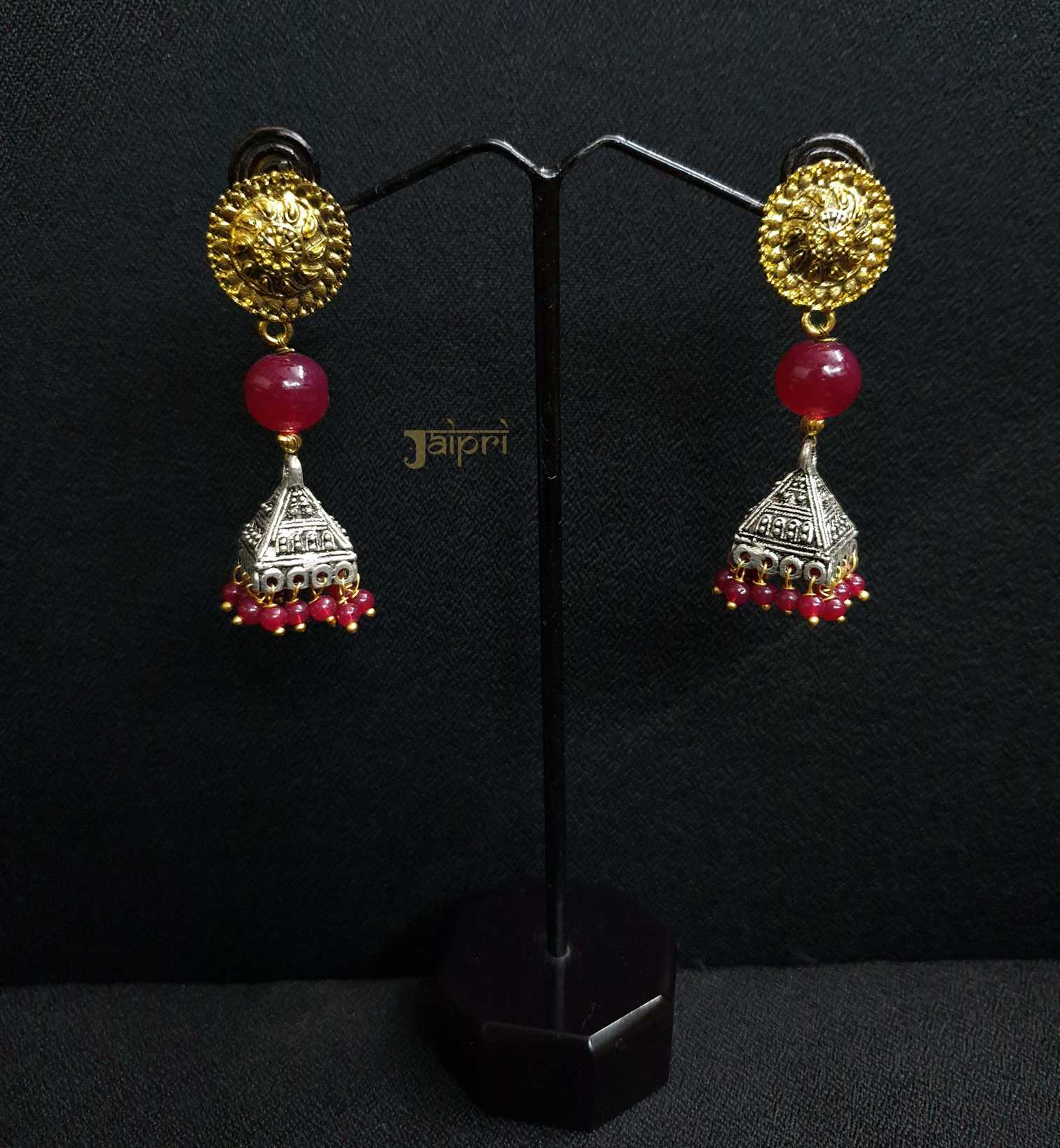 Red Dual Tone Jhumki Earrings