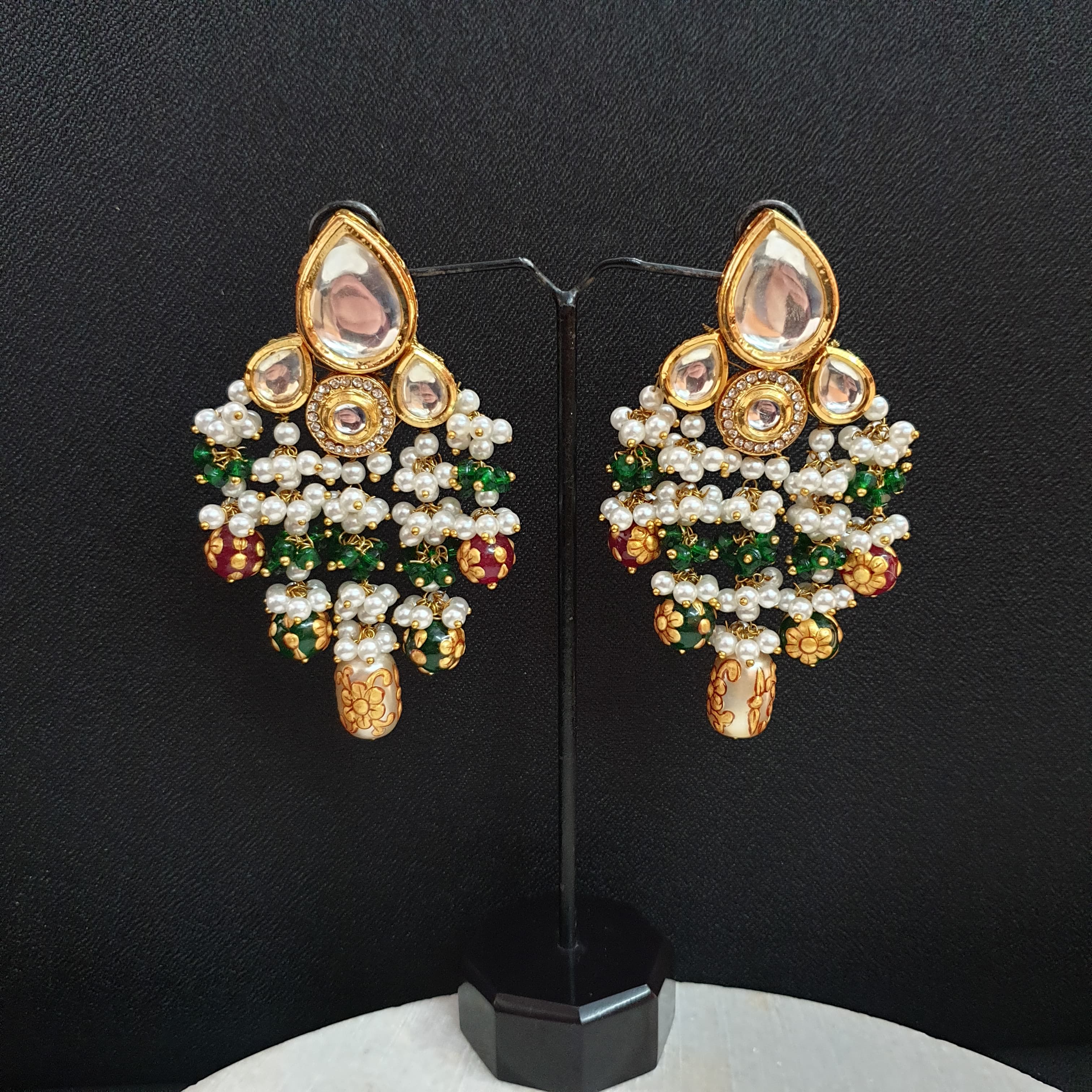 Kundan Handpainted Beaded Earrings