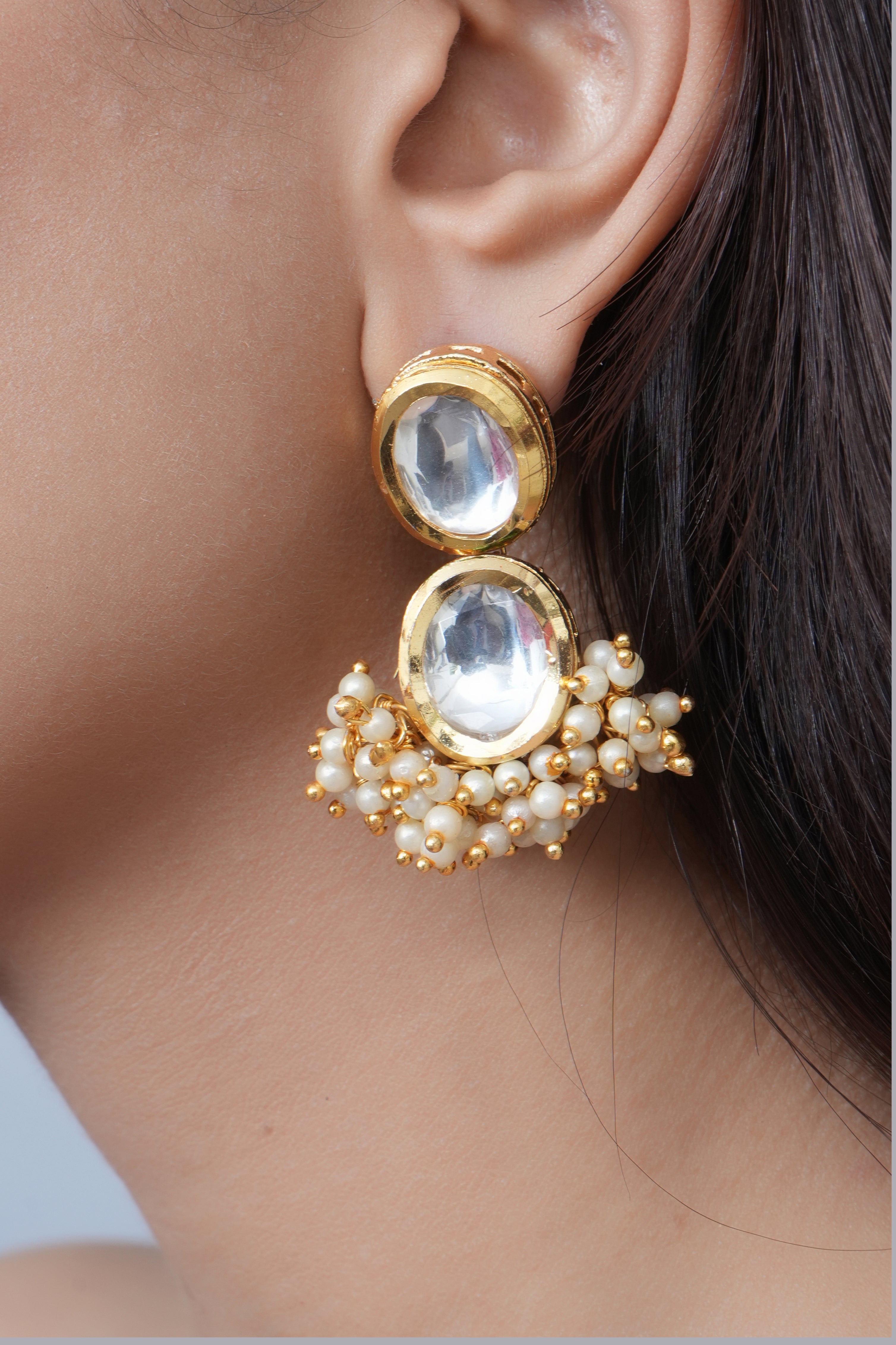 Kundan Stone Pearl Earrings