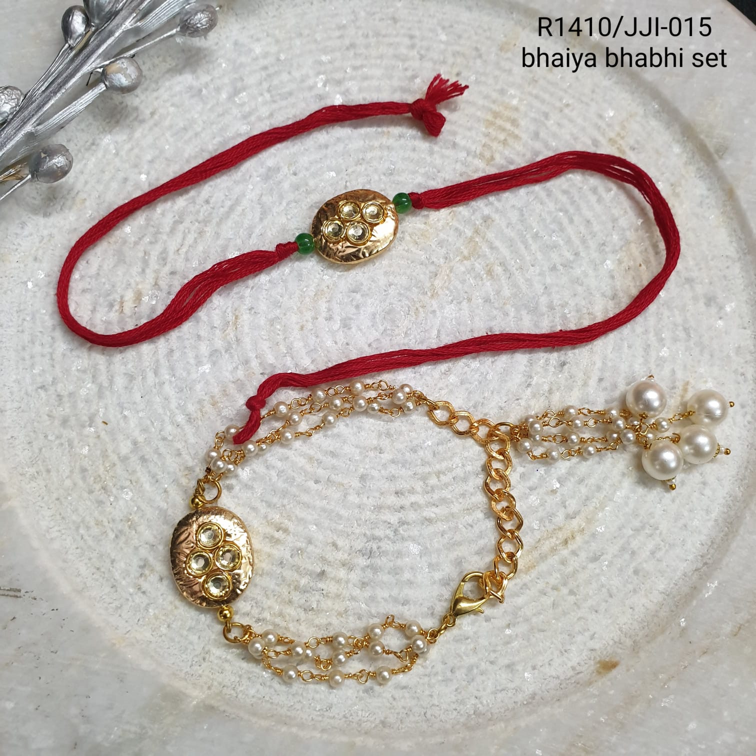 Gold Kundan Rakhi Combo For Rakshabandhan