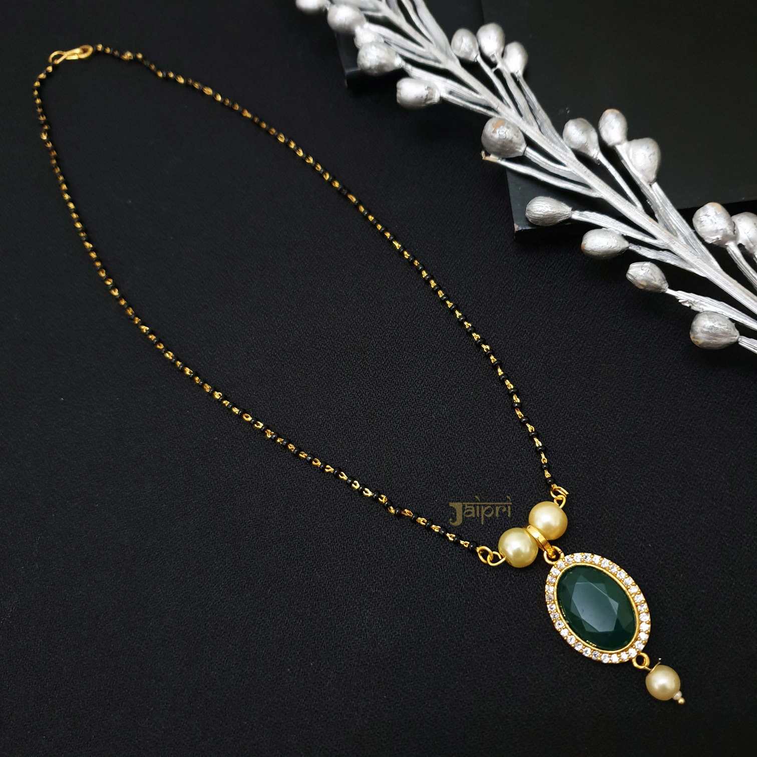 Green Stone and Pearl Mangalsutra